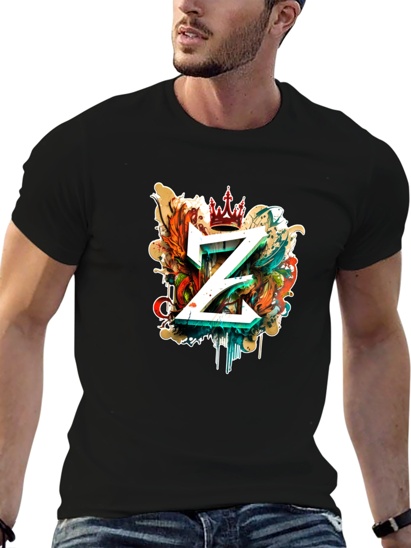 Mens Black T-Shirt with Z Graphic