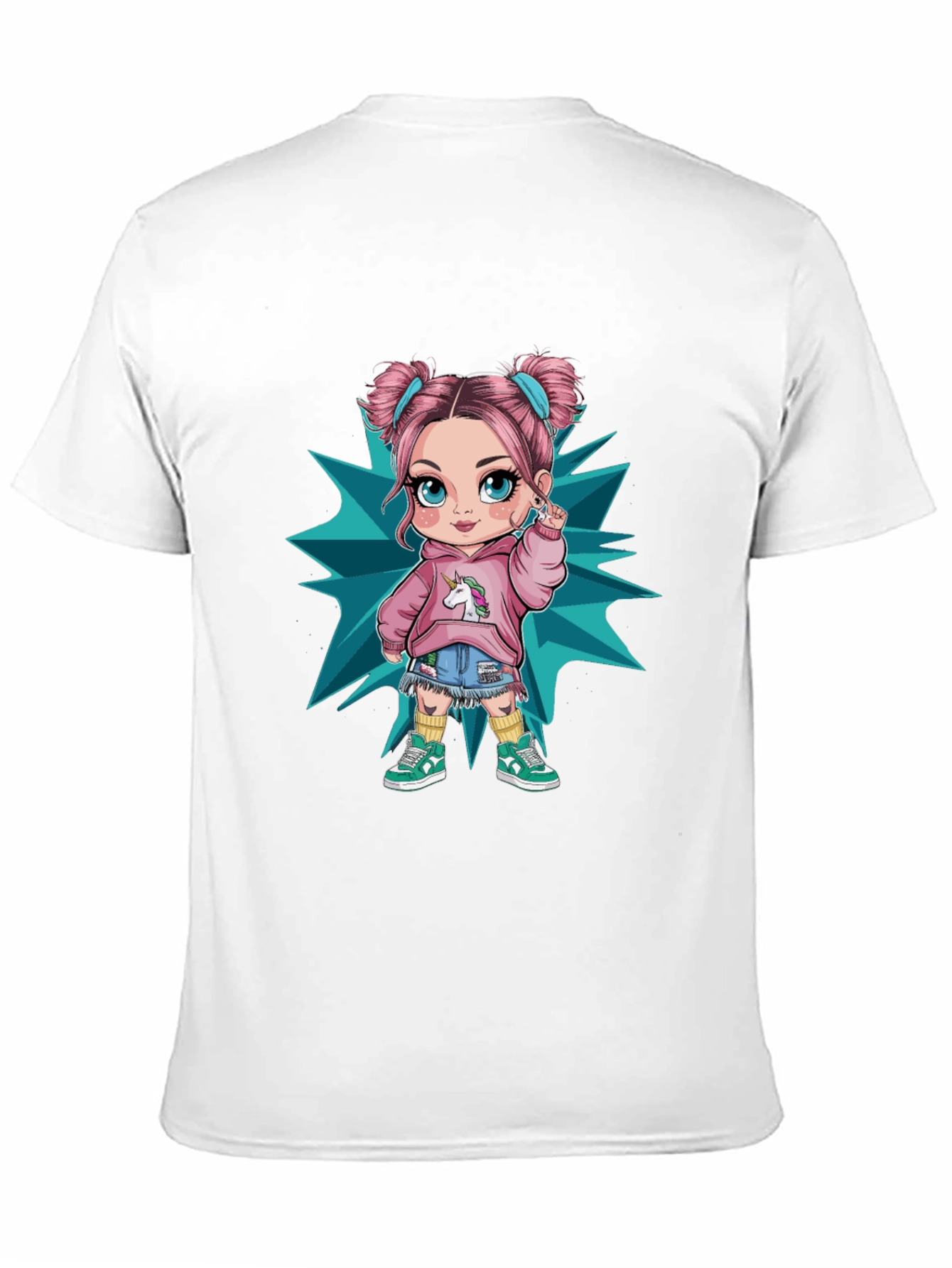 Cartoon Girl Graphic Black T-Shirt