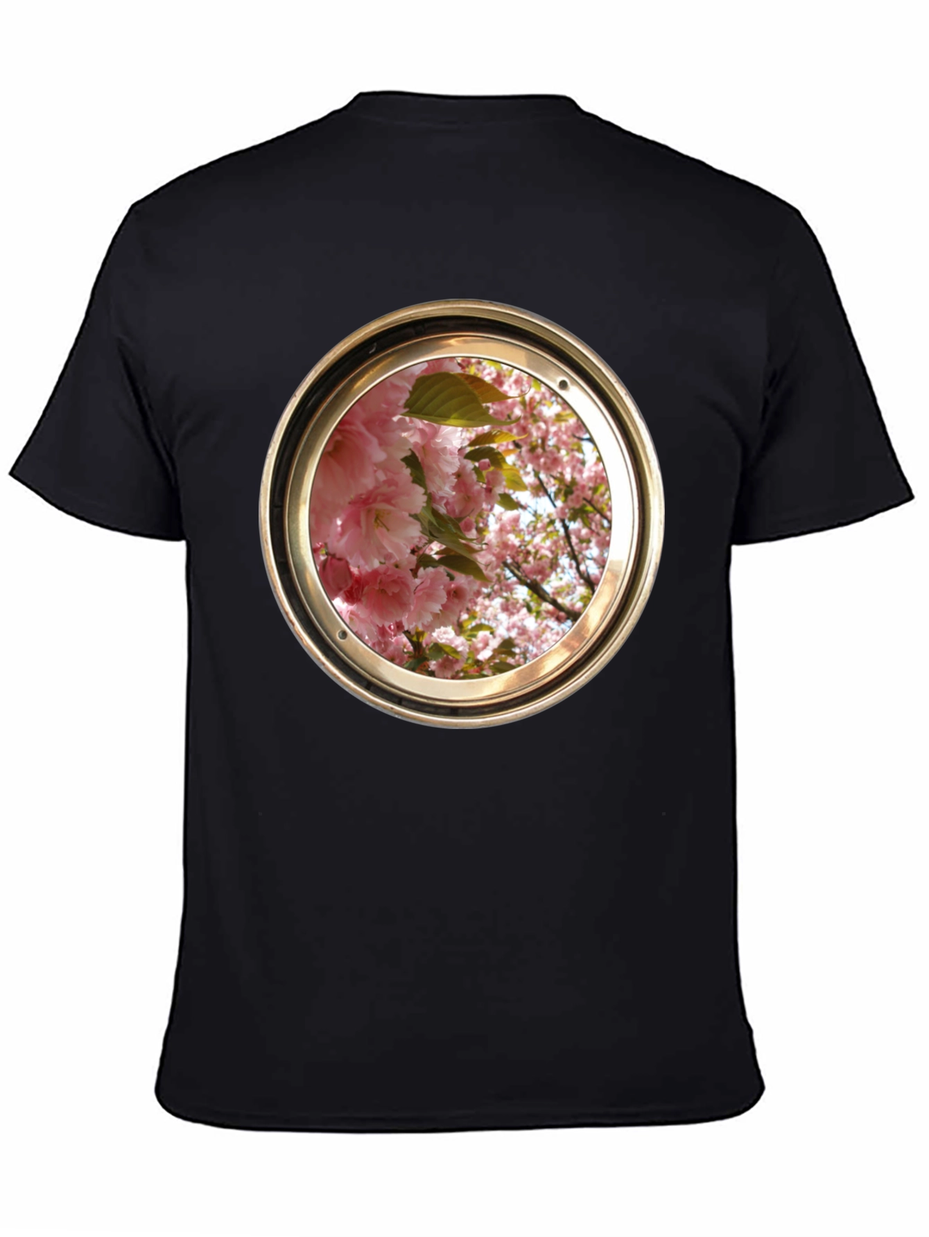 Floral Porthole Graphic Tee - Unique Design