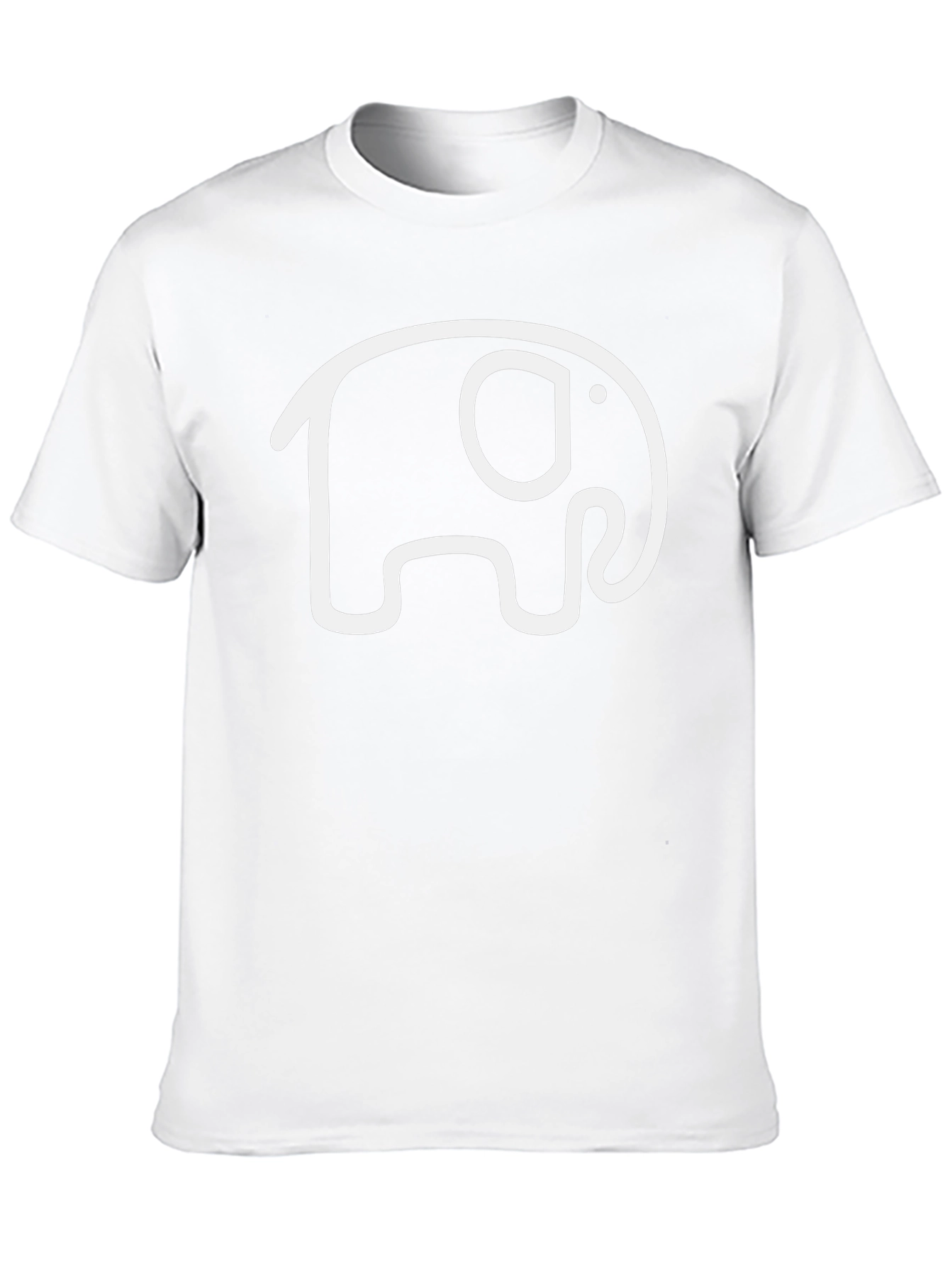 Elephant Outline Graphic Tee - Casual Black T-Shirt