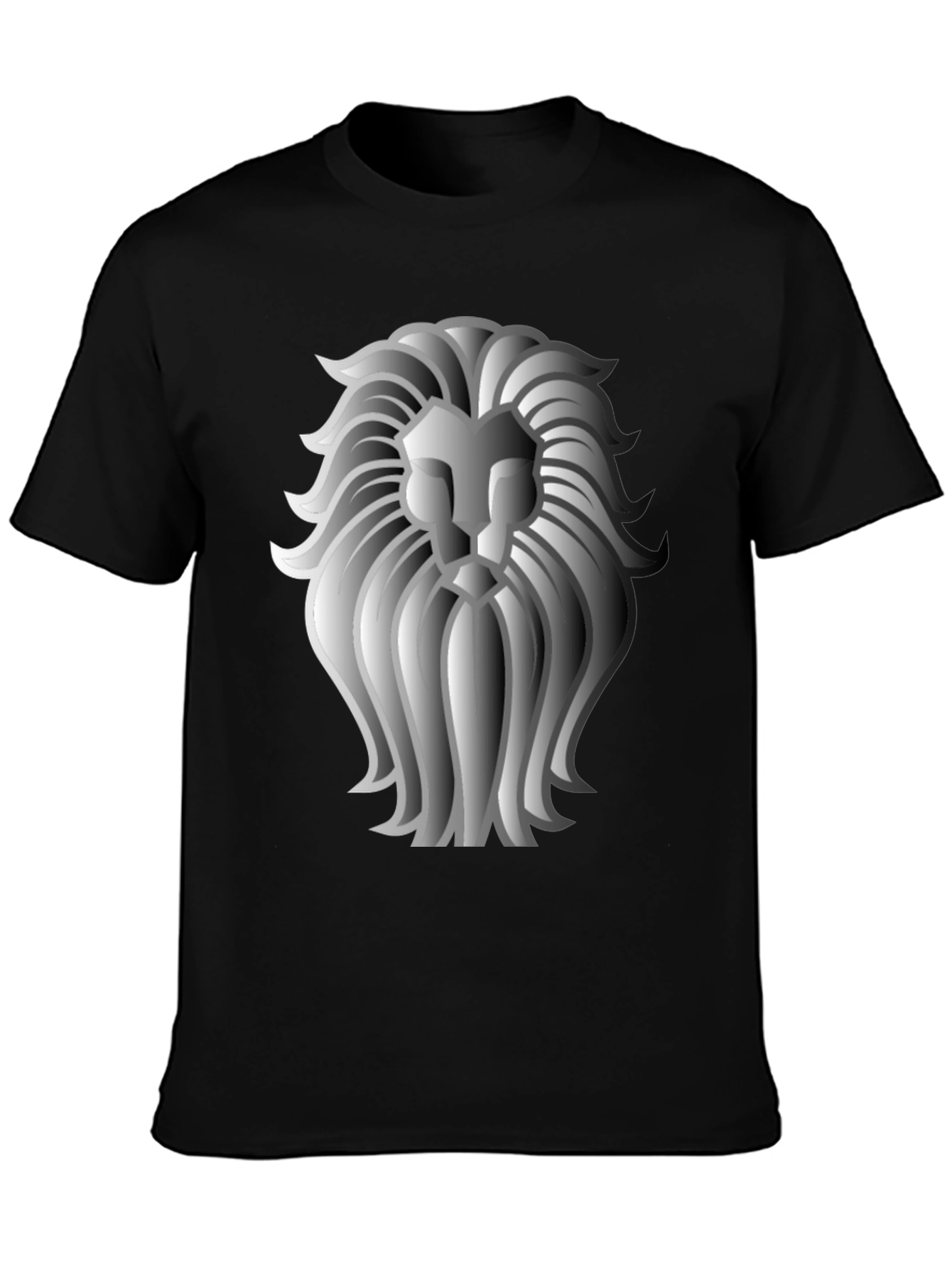 Lion Graphic Print Crew Neck T-Shirt - Black