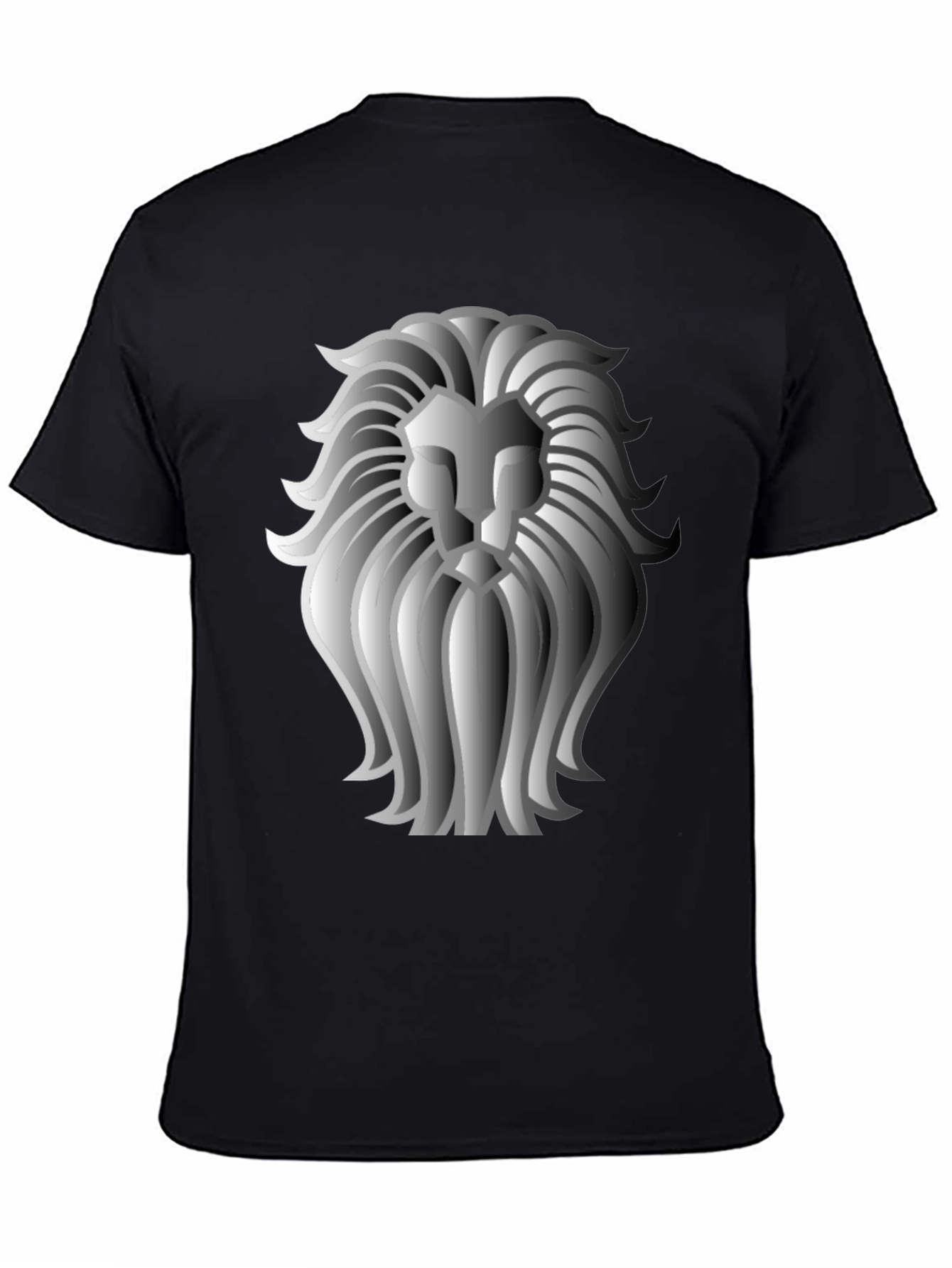 Lion Graphic Print Crew Neck T-Shirt - Black