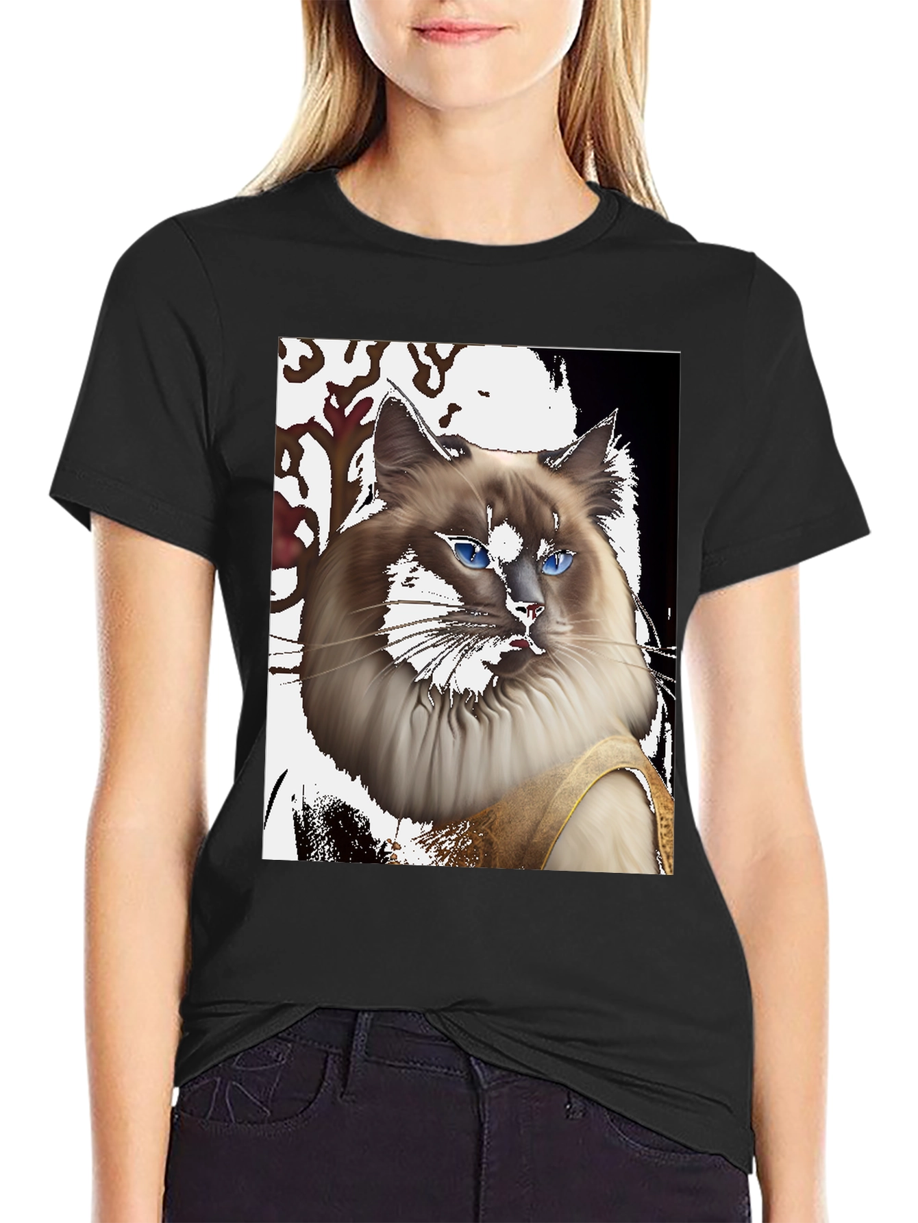 Ragdoll Cat Portrait T-Shirt - Unique Artistic Design