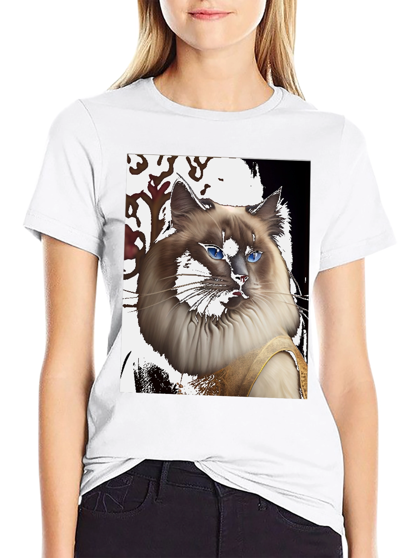 Ragdoll Cat Portrait T-Shirt - Unique Artistic Design