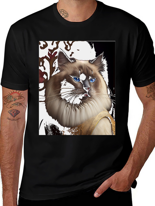 Ragdoll Cat Portrait T-Shirt - Unique Artistic Design