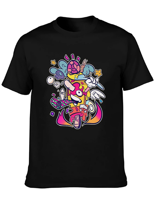 Funky Graphic Print Black T-Shirt