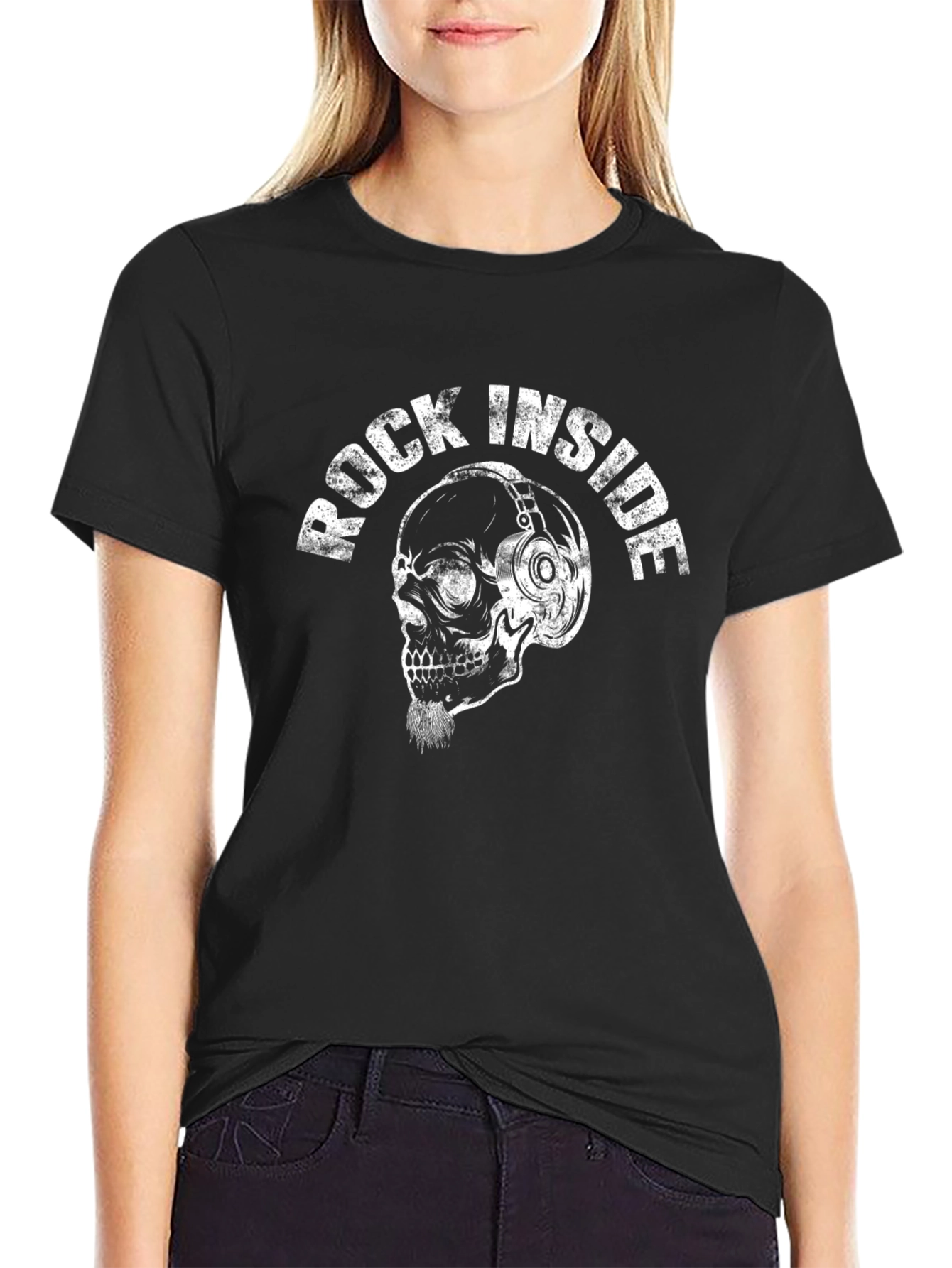 Rock Inside Skull Graphic Black T-Shirt
