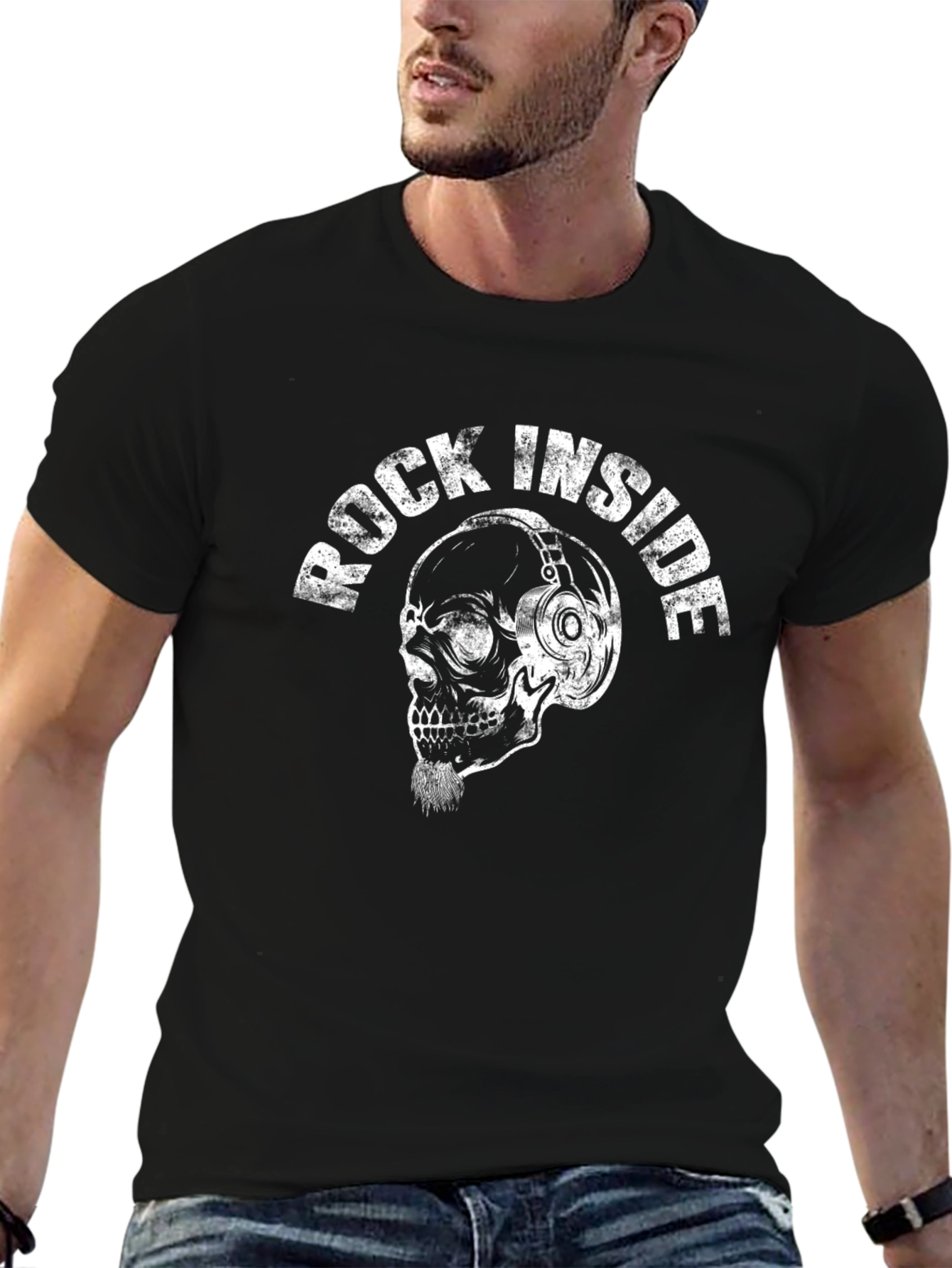 Rock Inside Skull Graphic Black T-Shirt