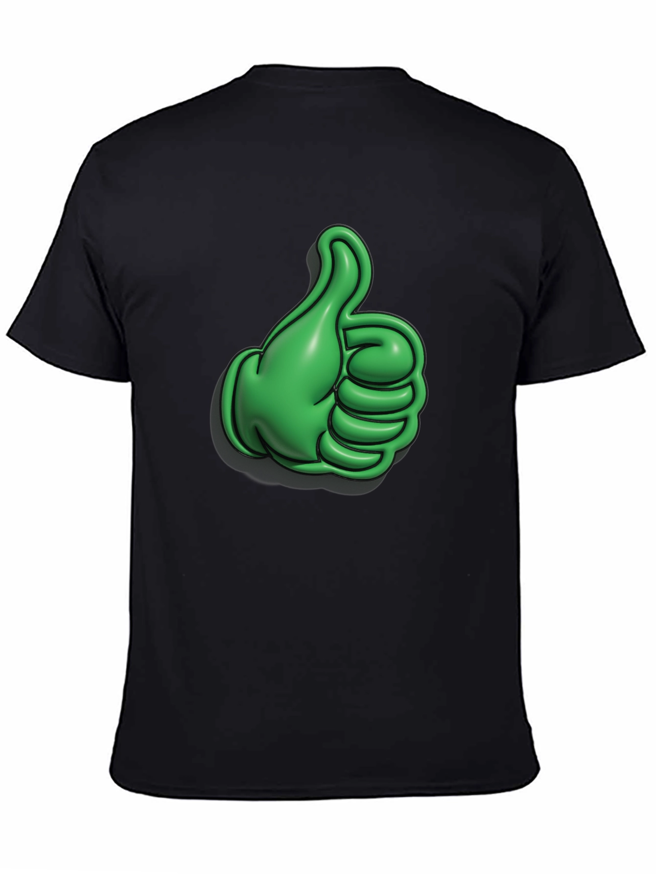 Green Thumbs Up Graphic Black T-Shirt