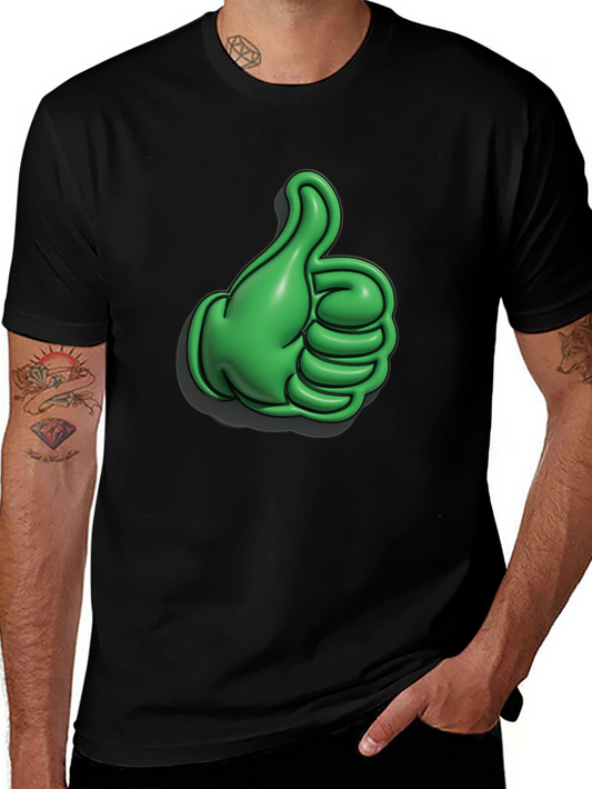 Green Thumbs Up Graphic Black T-Shirt