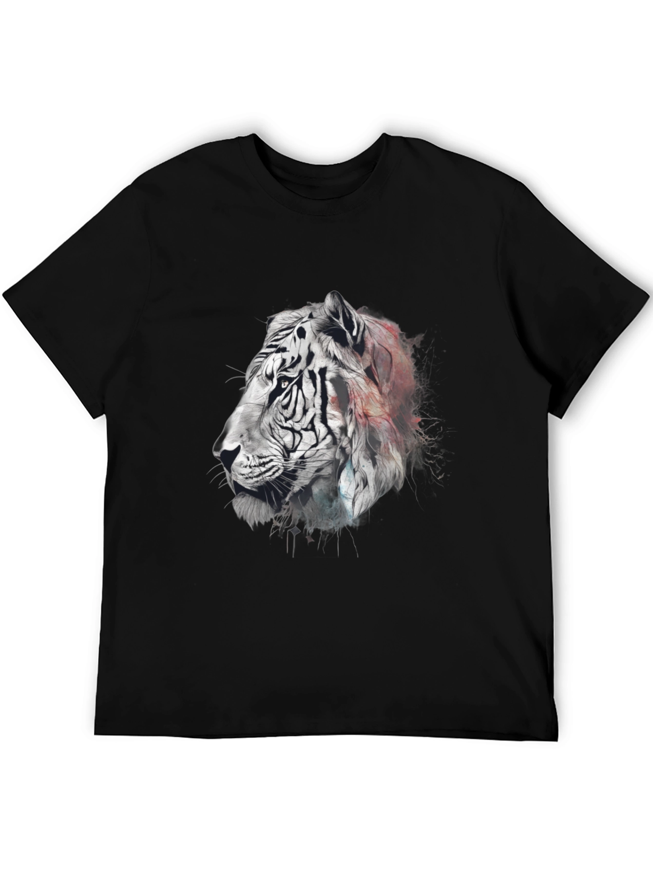 Artistic Tiger Graphic Black T-Shirt