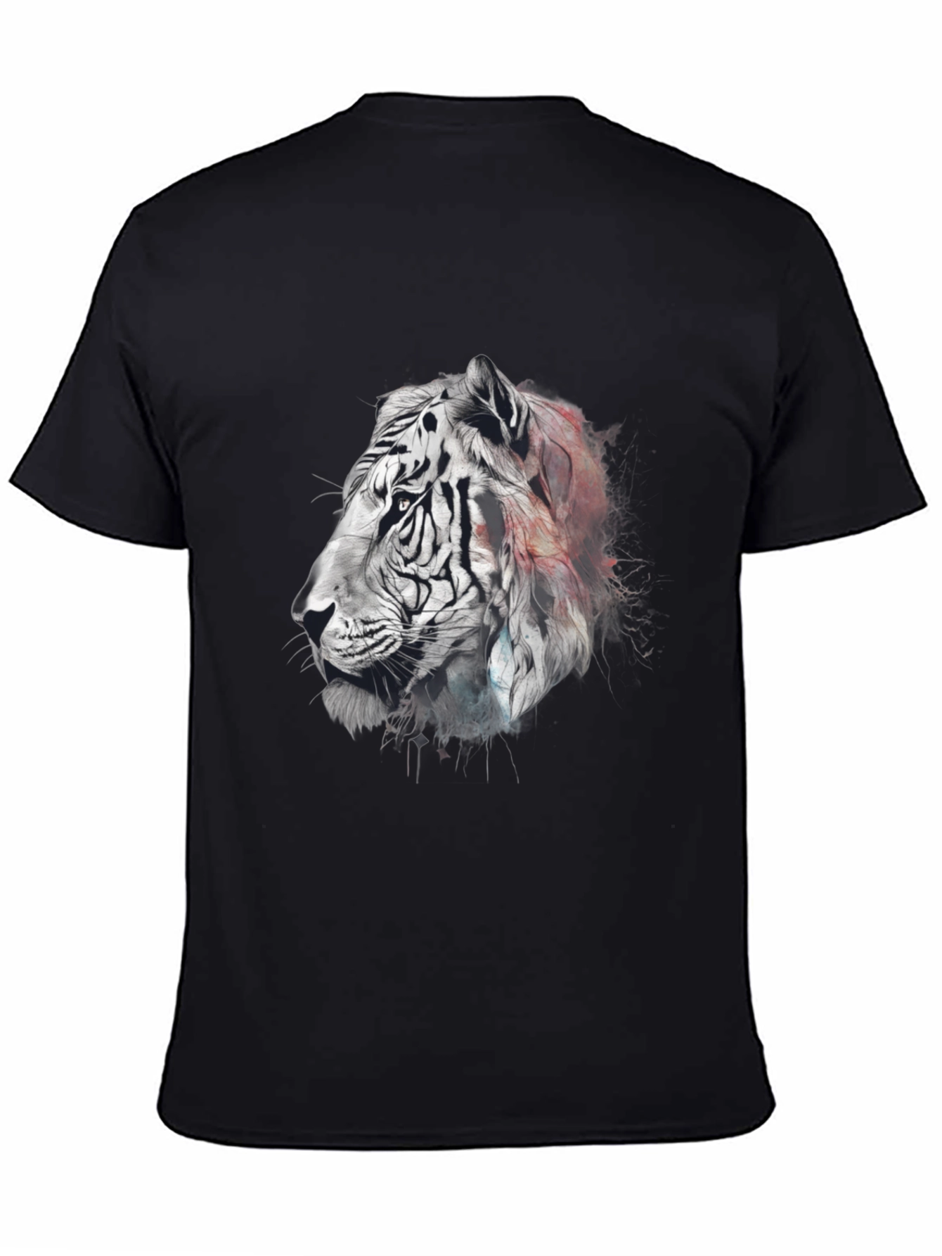Artistic Tiger Graphic Black T-Shirt