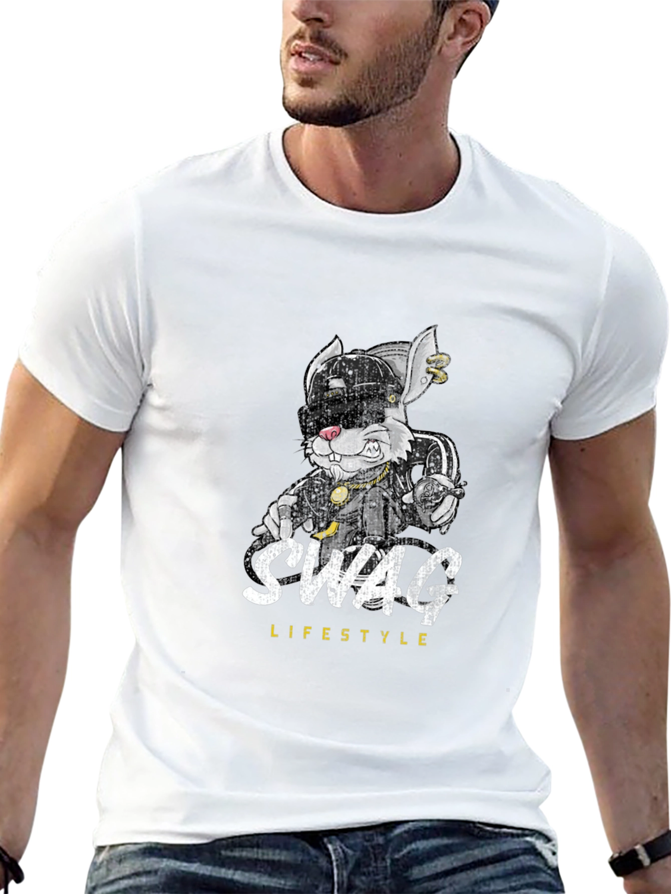 Swag Lifestyle Graphic Tee - Cool Rabbit Design