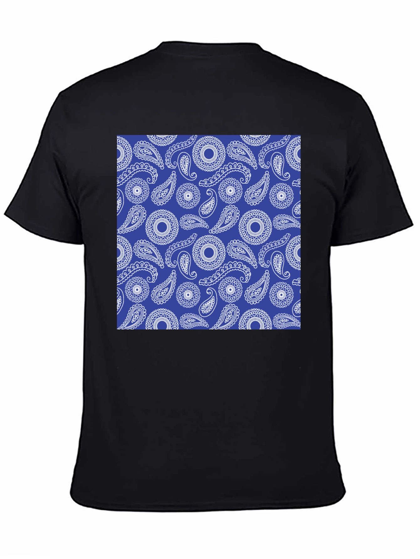 Paisley Pattern Black Crewneck T-Shirt