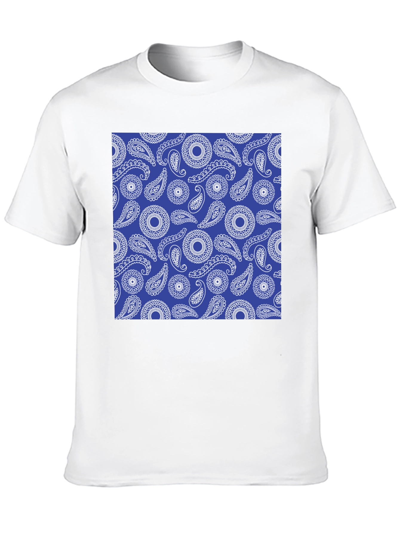 Paisley Pattern Black Crewneck T-Shirt