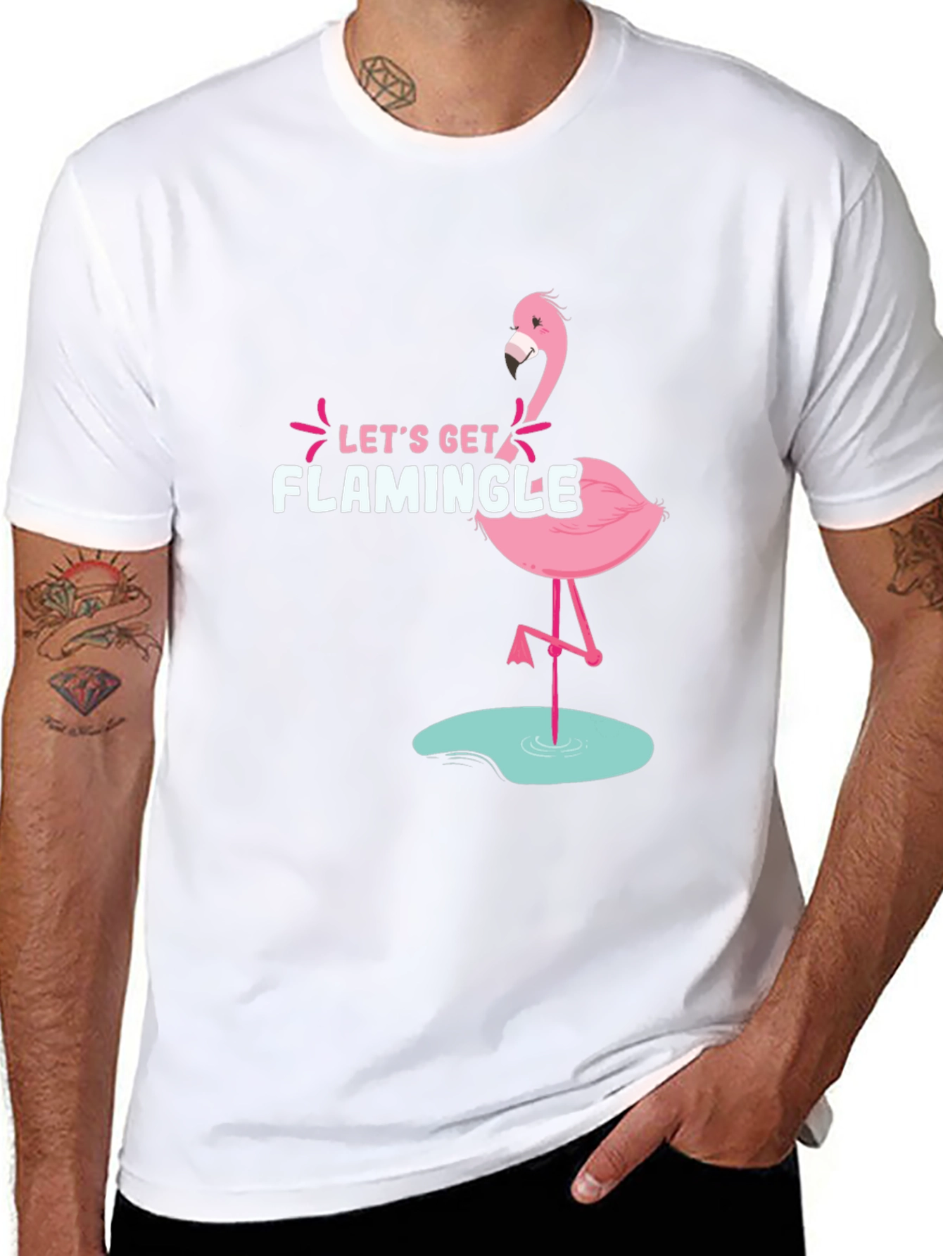 Lets Get Flamingle Black Graphic Tee