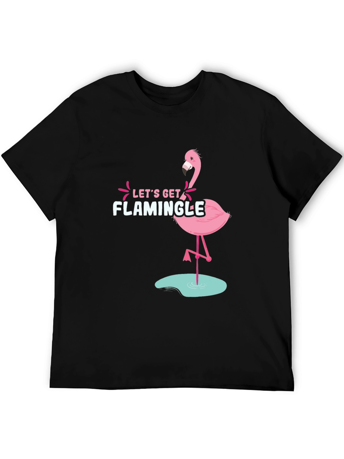 Lets Get Flamingle Black Graphic Tee