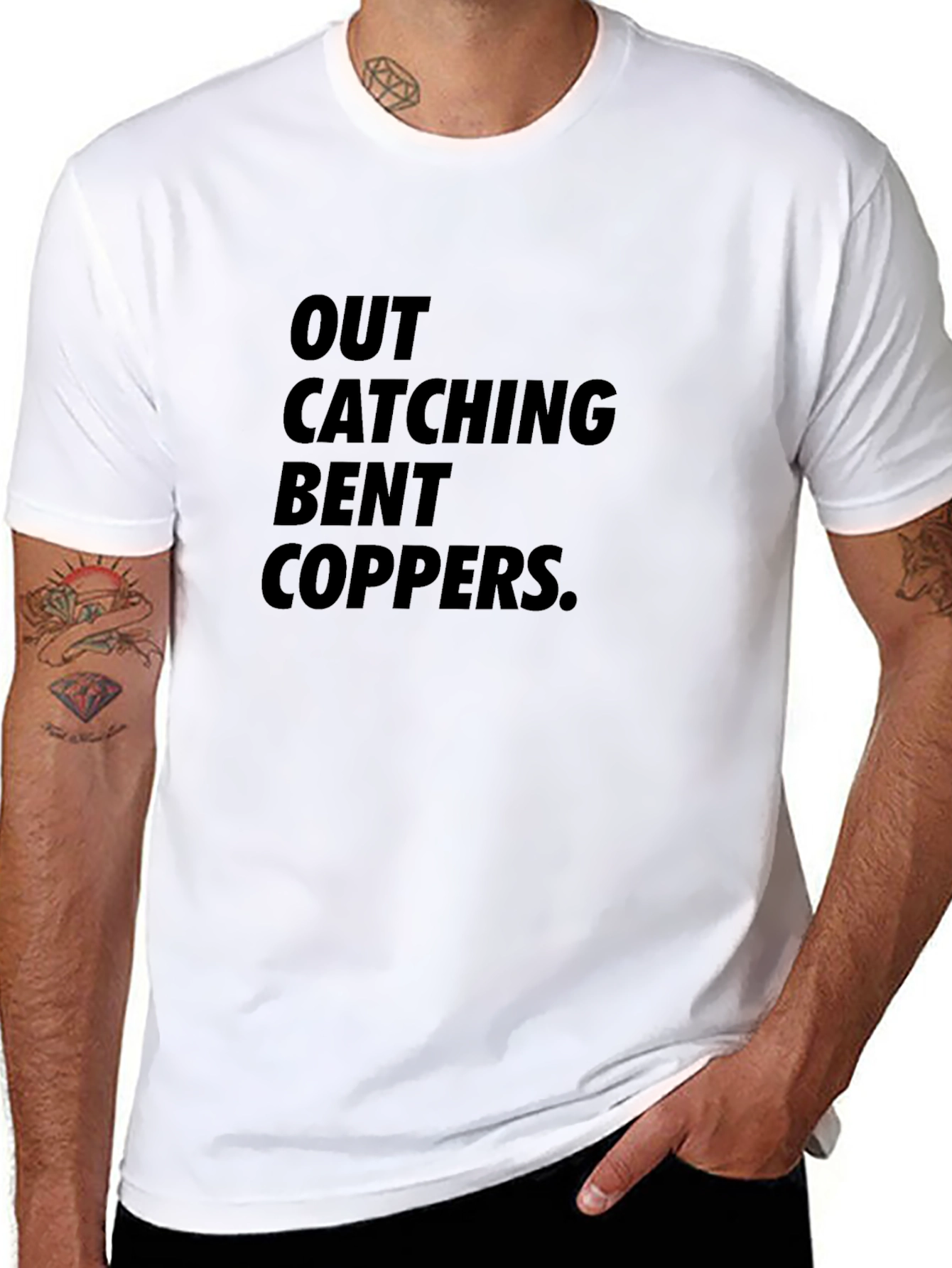 Out Catching Bent Coppers Graphic T-Shirt