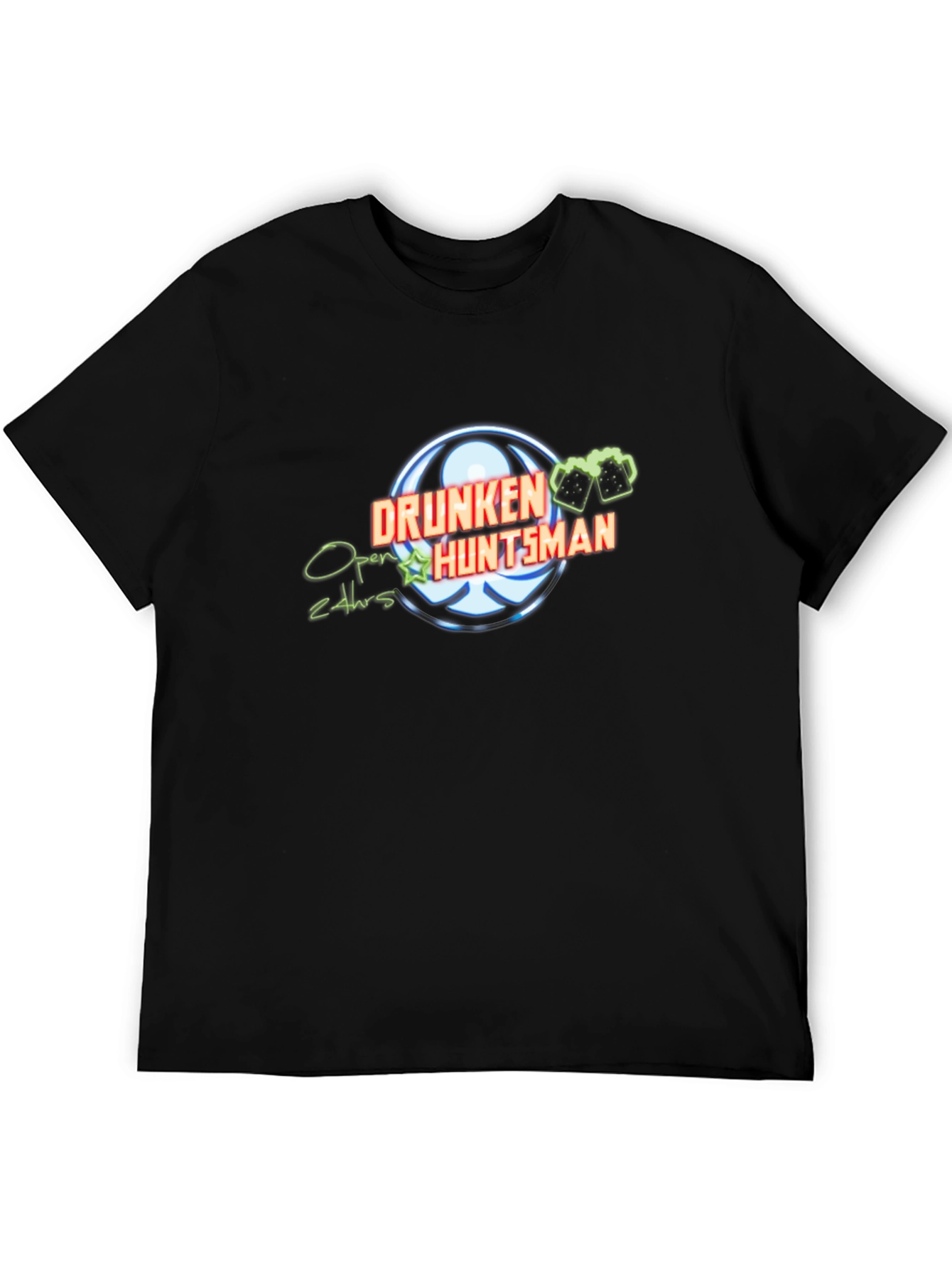 Drunken Huntsman Black T-Shirt - Open 24hrs