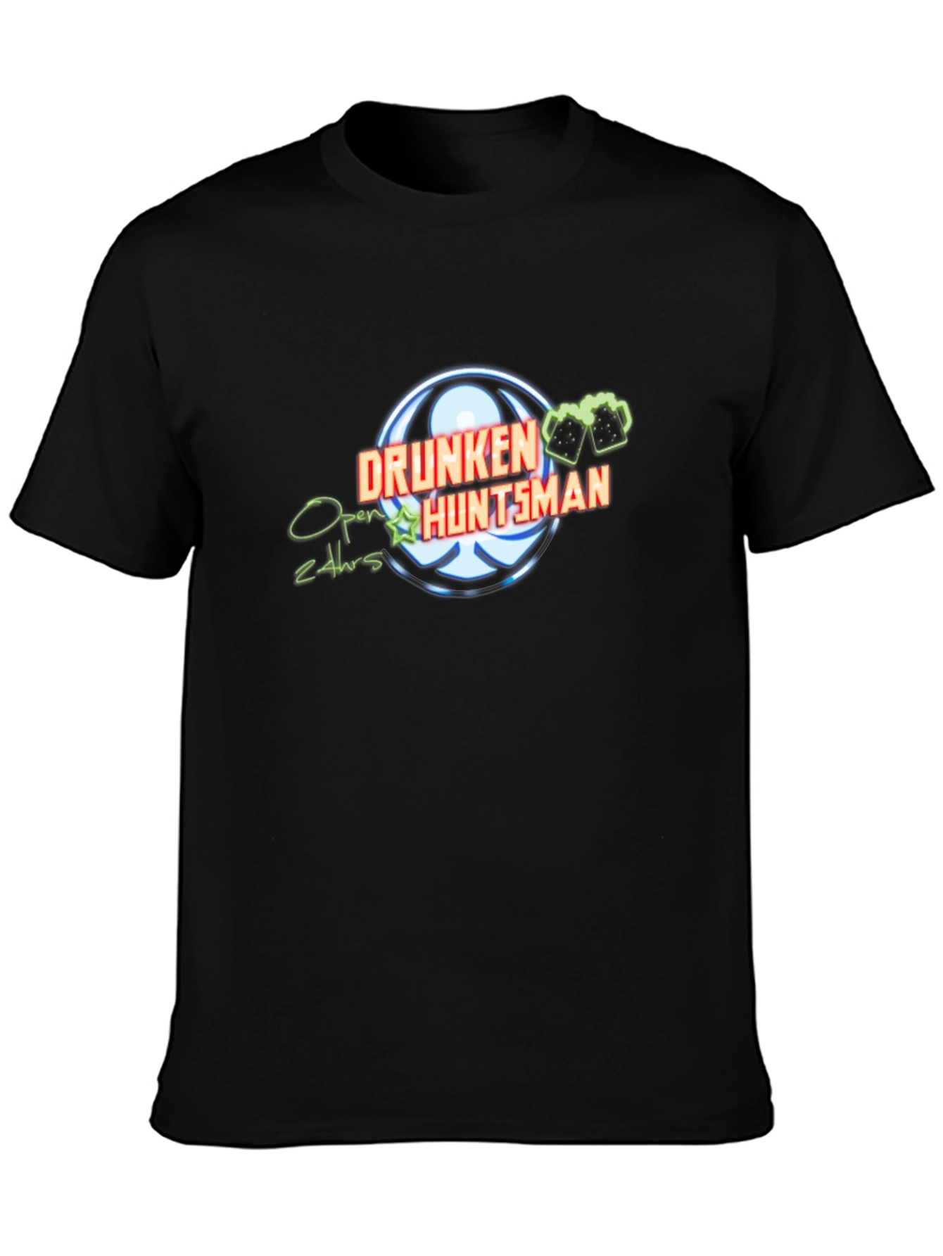 Drunken Huntsman Black T-Shirt - Open 24hrs