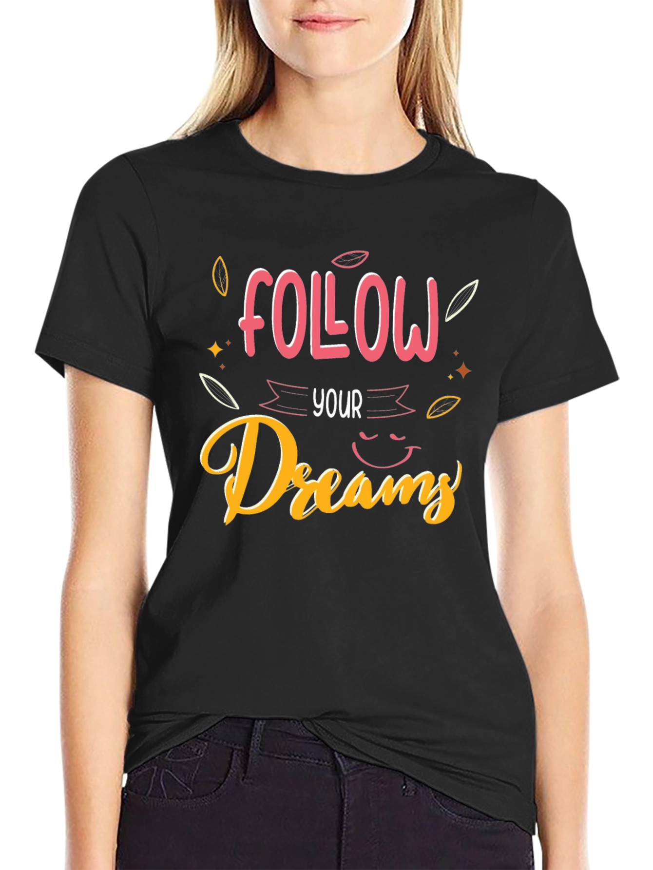 Follow Your Dreams Black Graphic Tee