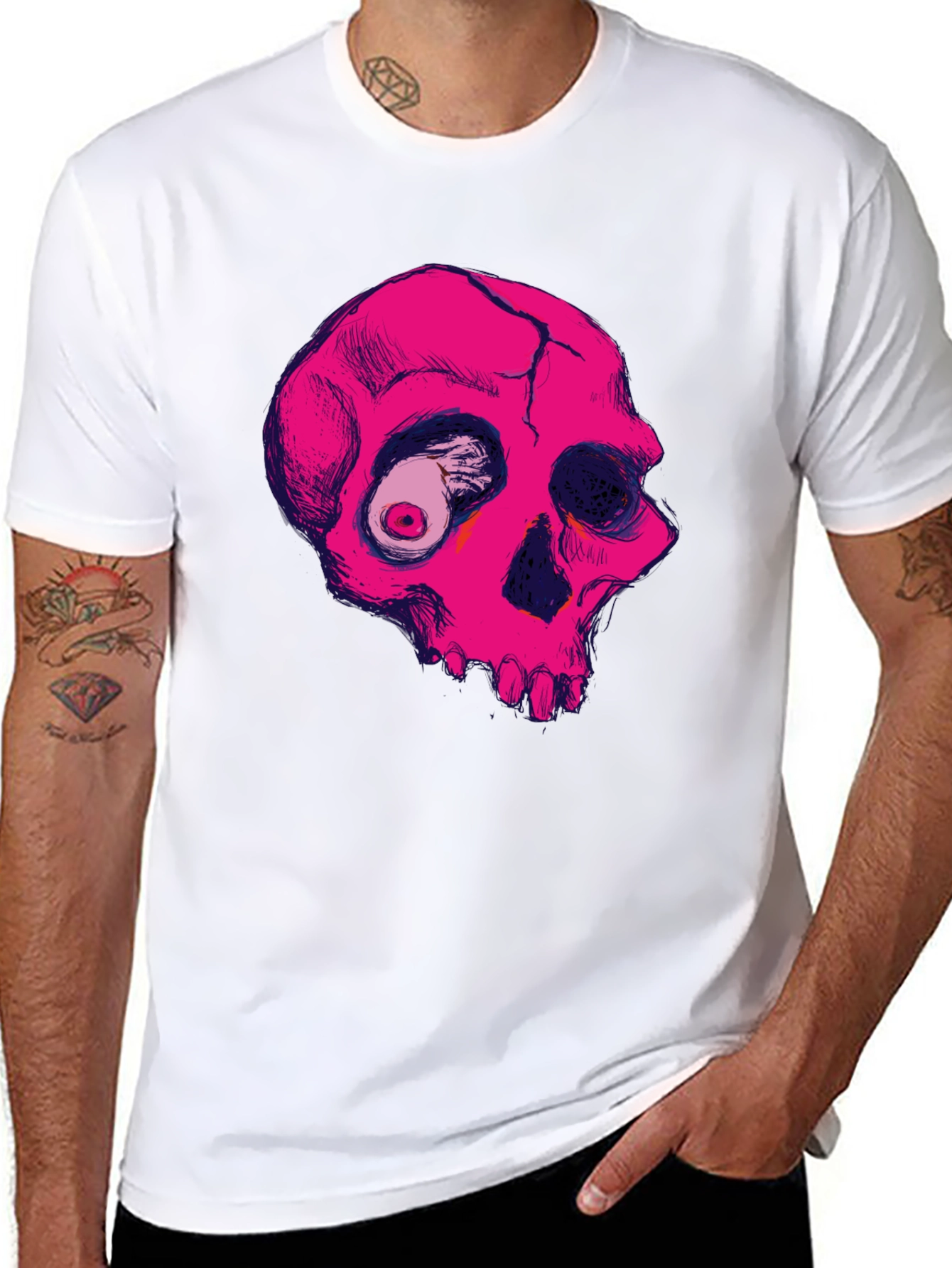 Pink Skull Graphic Tee - Unique Design