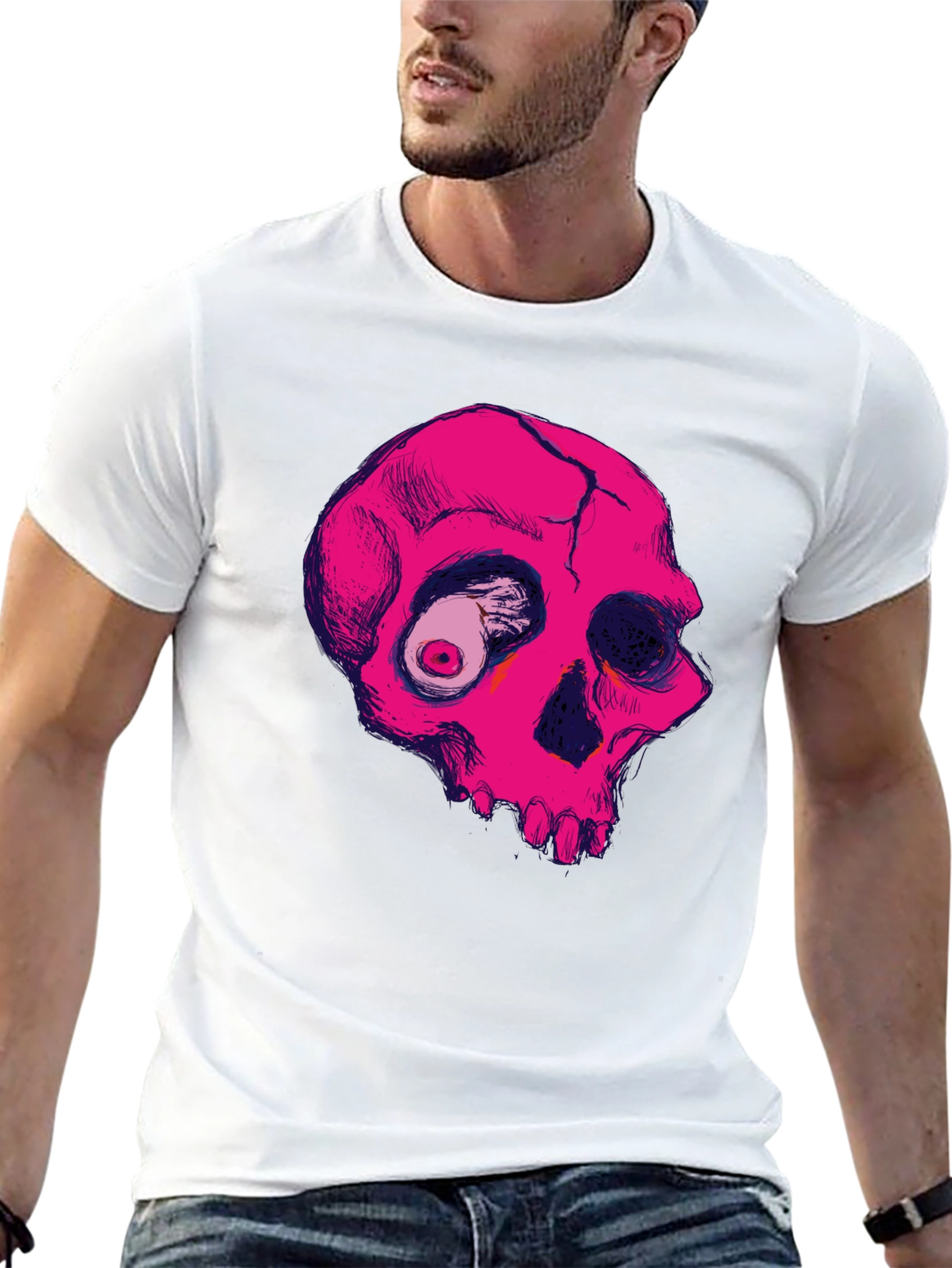 Pink Skull Graphic Tee - Unique Design