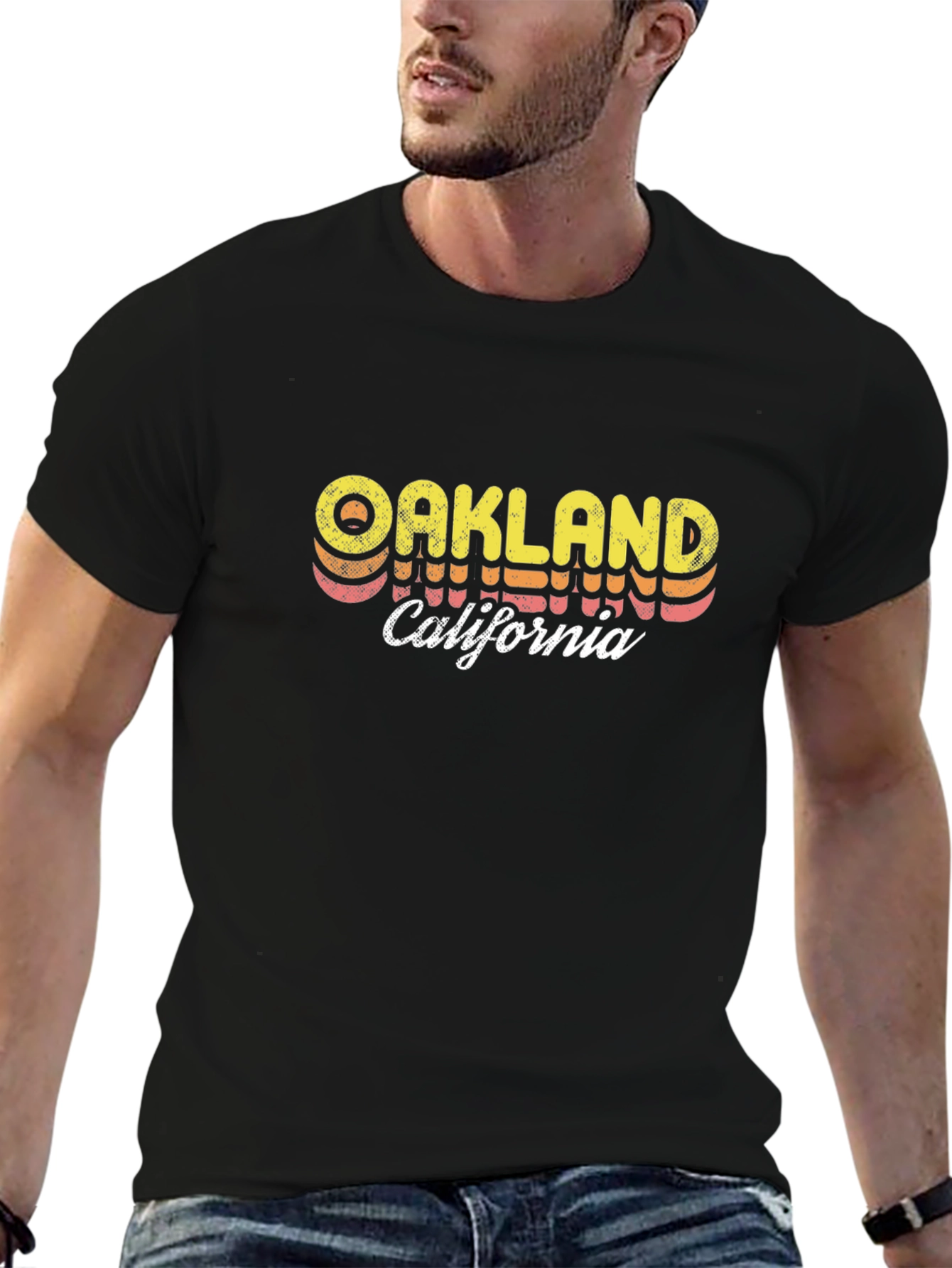 Oakland California Retro Style Black T-Shirt