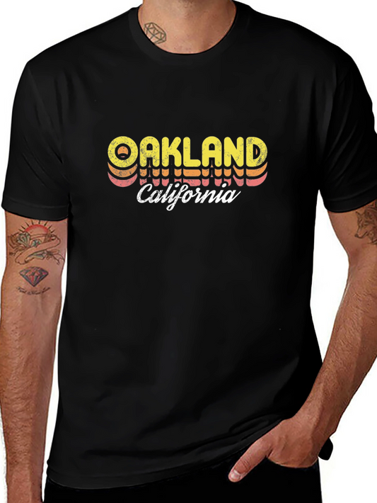 Oakland California Retro Style Black T-Shirt