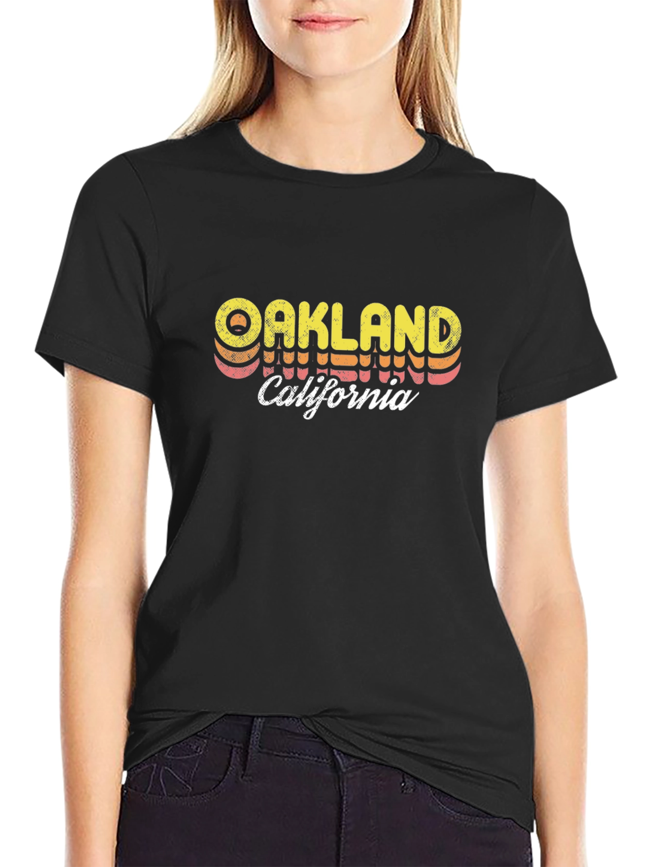 Oakland California Retro Style Black T-Shirt
