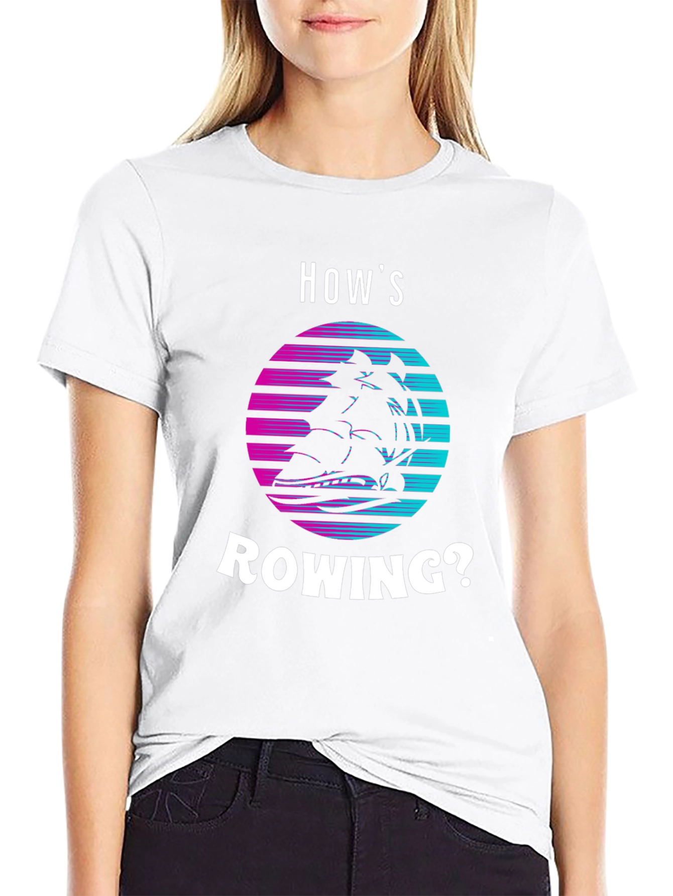 Hows Rowing? Retro Boat Graphic Tee