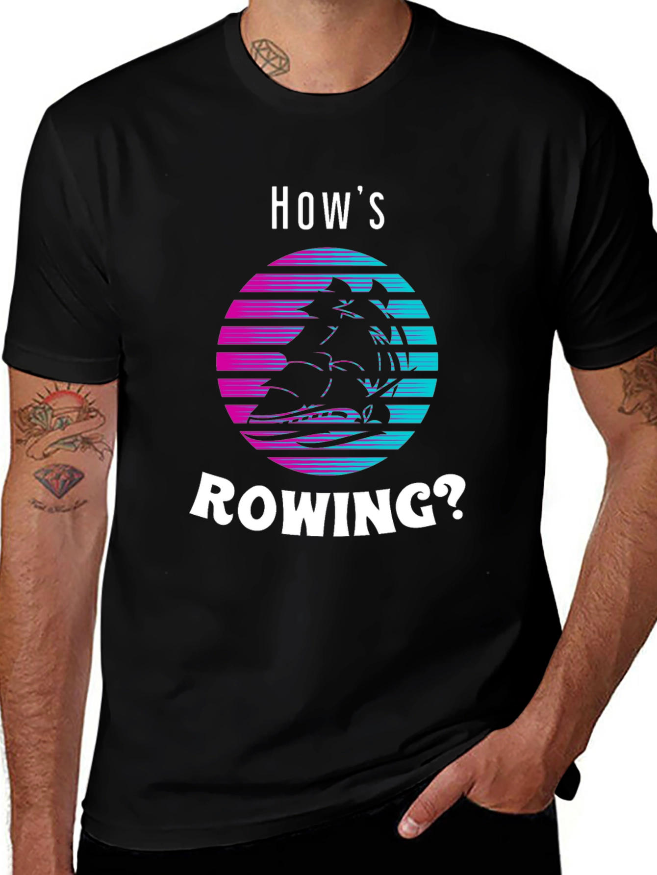 Hows Rowing? Retro Boat Graphic Tee