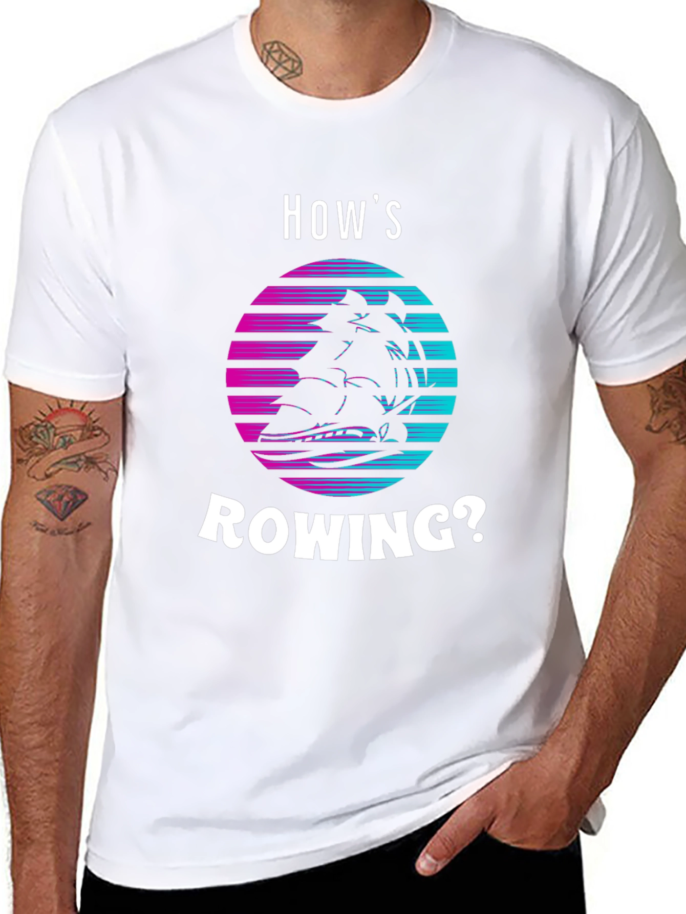Hows Rowing? Retro Boat Graphic Tee