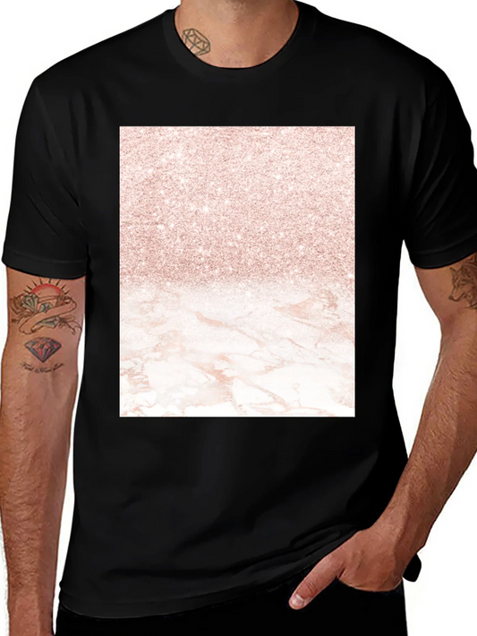 Elegant Glitter & Marble Graphic Tee - Stylish Casual Wear