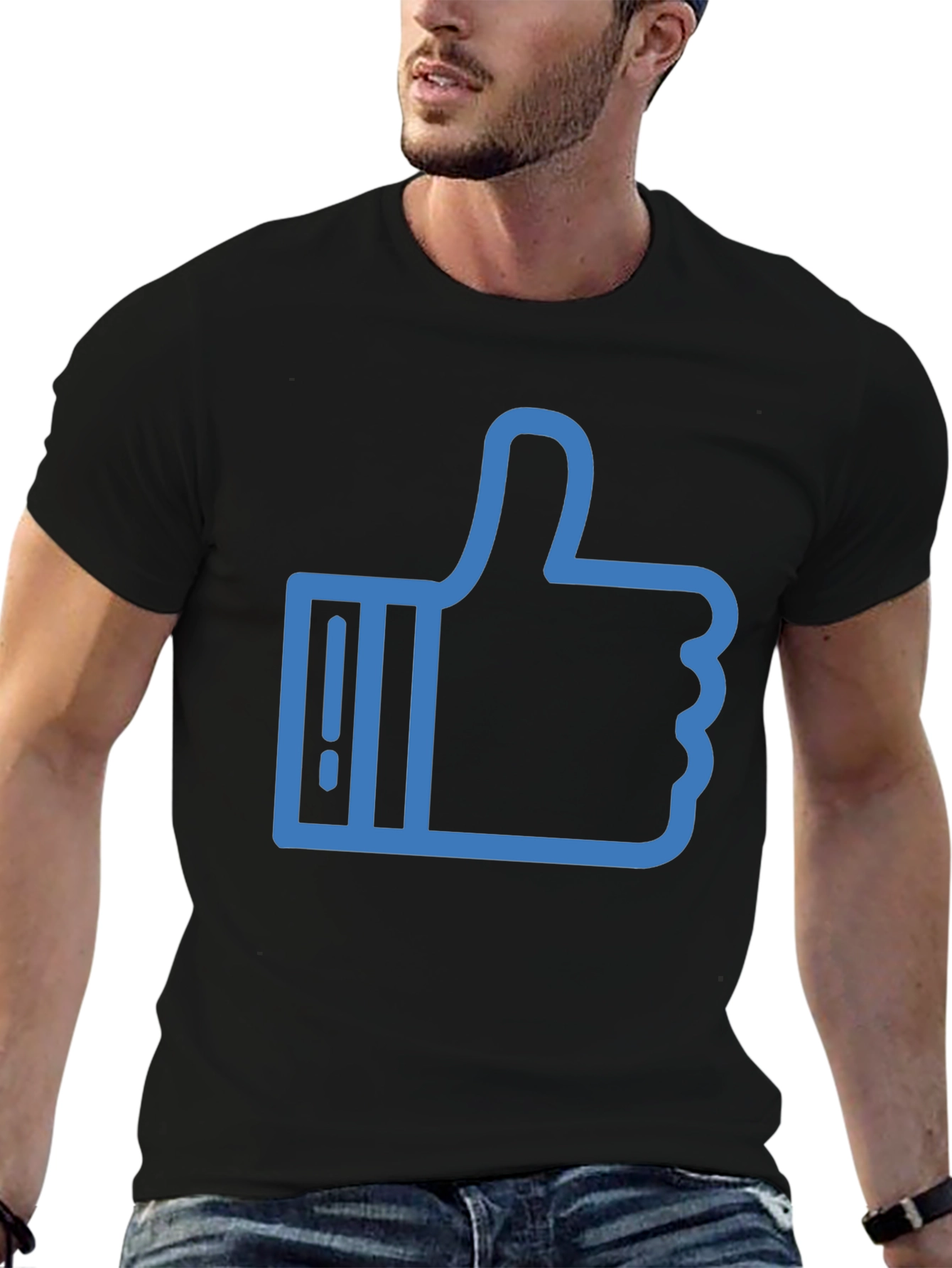 Thumbs Up Graphic Tee - Casual Black T-Shirt
