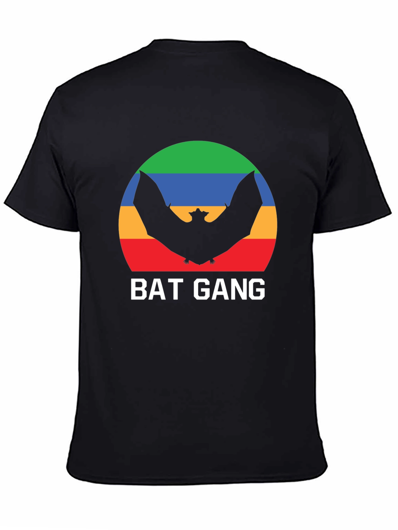 Bat Gang Graphic T-Shirt - Retro Rainbow Bat Design