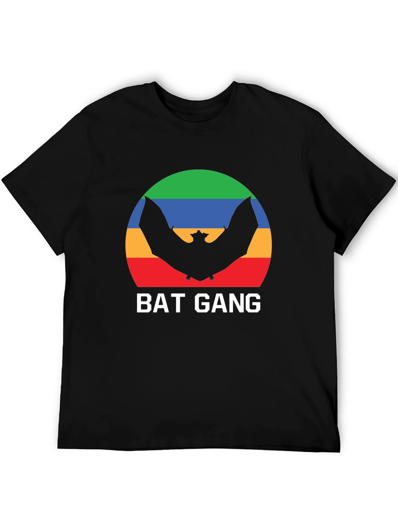 Bat Gang Graphic T-Shirt - Retro Rainbow Bat Design