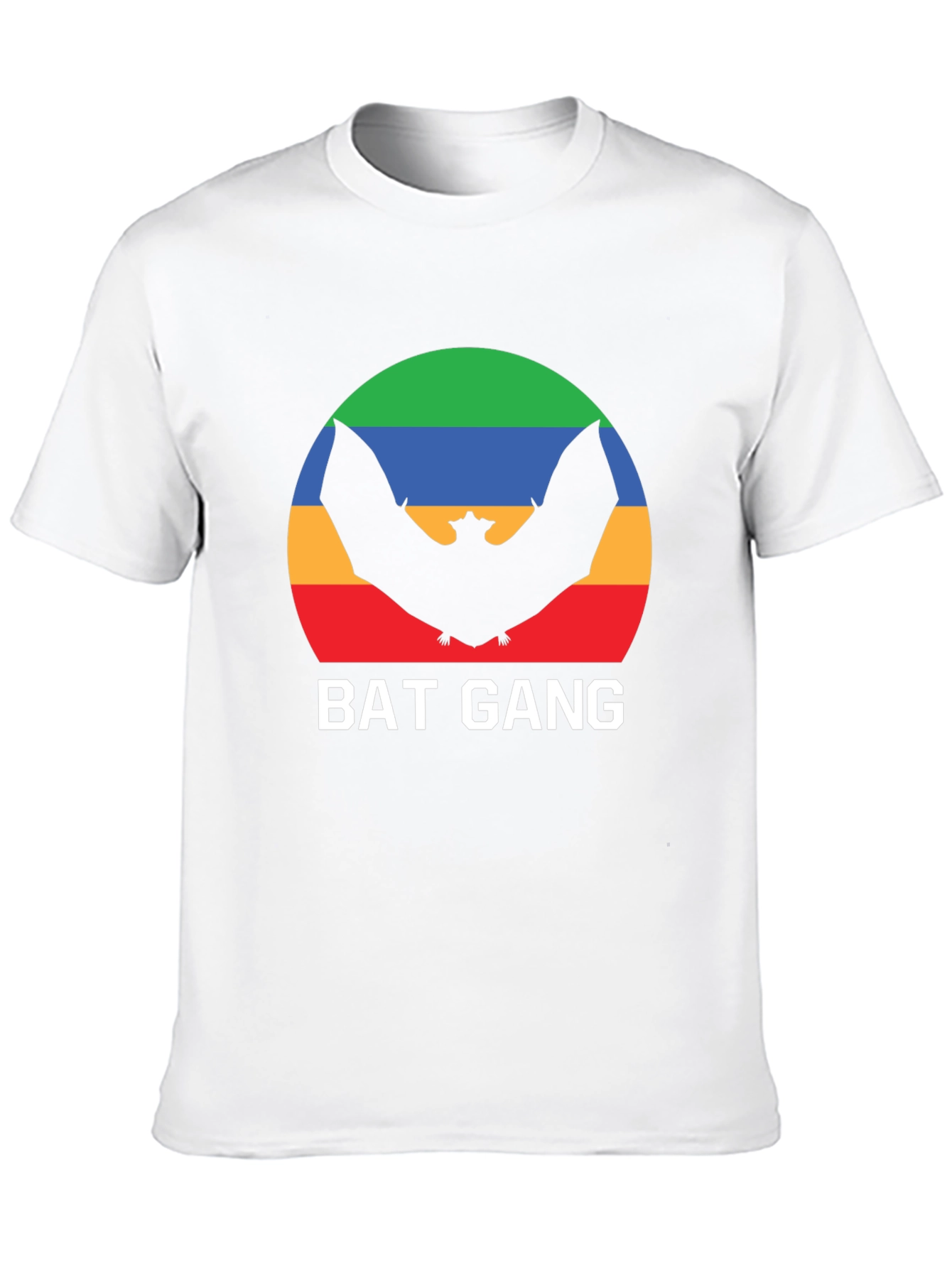 Bat Gang Graphic T-Shirt - Retro Rainbow Bat Design