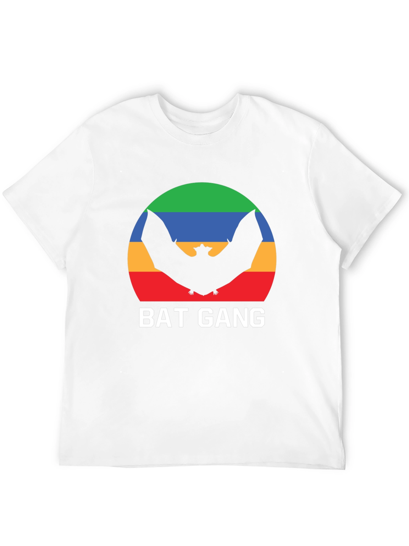Bat Gang Graphic T-Shirt - Retro Rainbow Bat Design