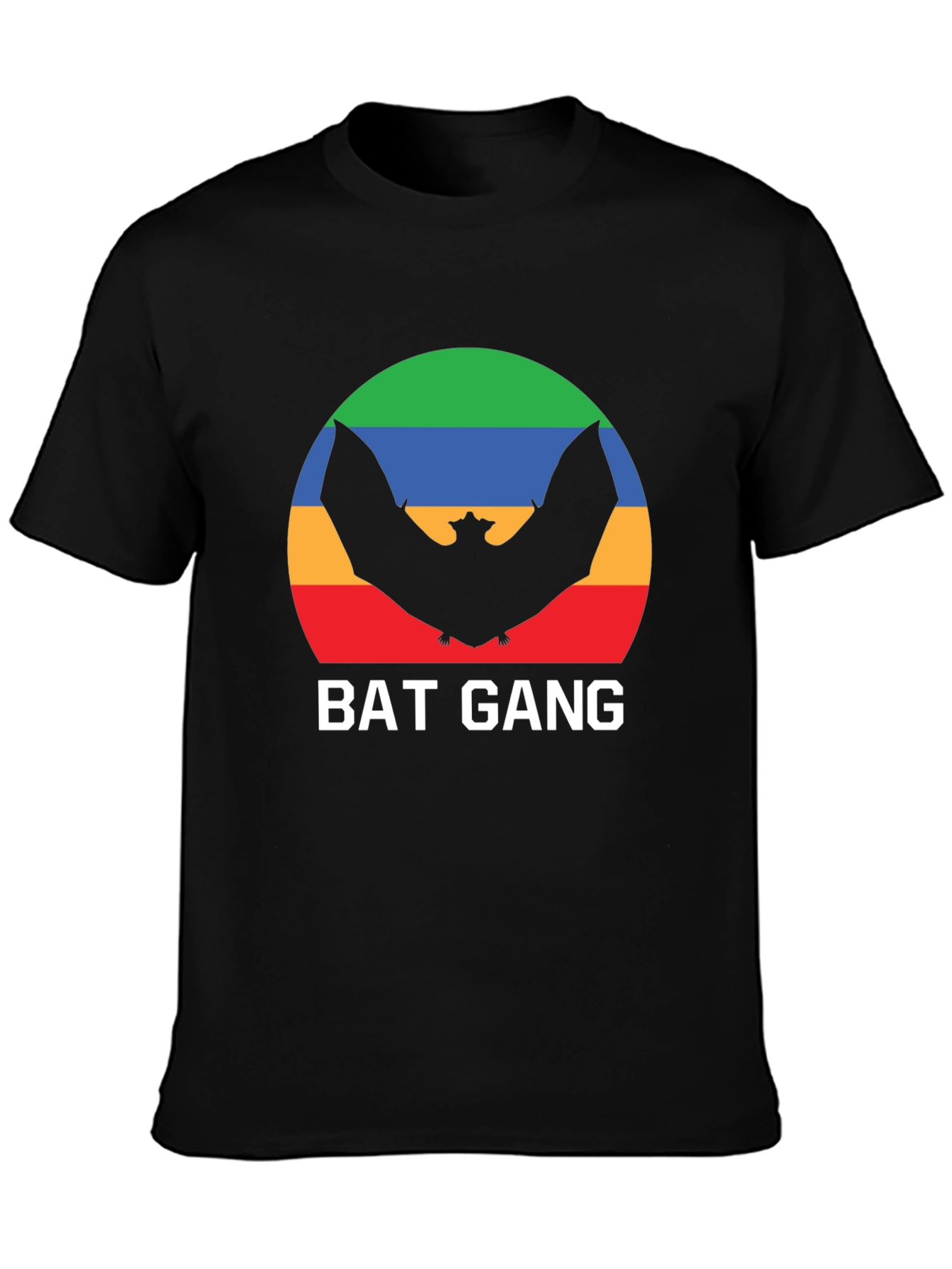 Bat Gang Graphic T-Shirt - Retro Rainbow Bat Design