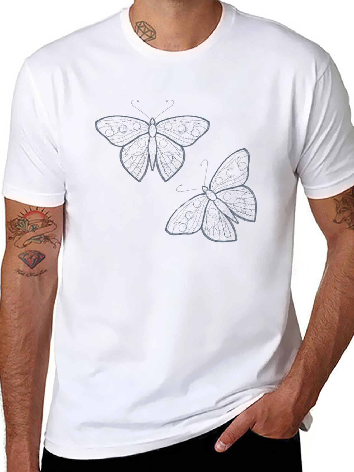 Butterfly Graphic Tee - Mens Black T-Shirt