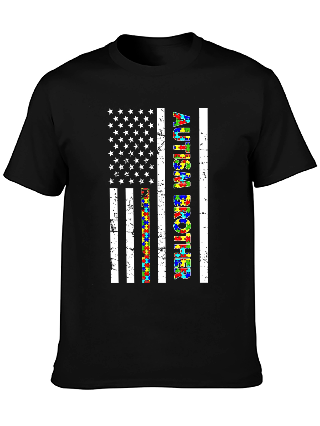 Autism Brother American Flag Graphic T-Shirt