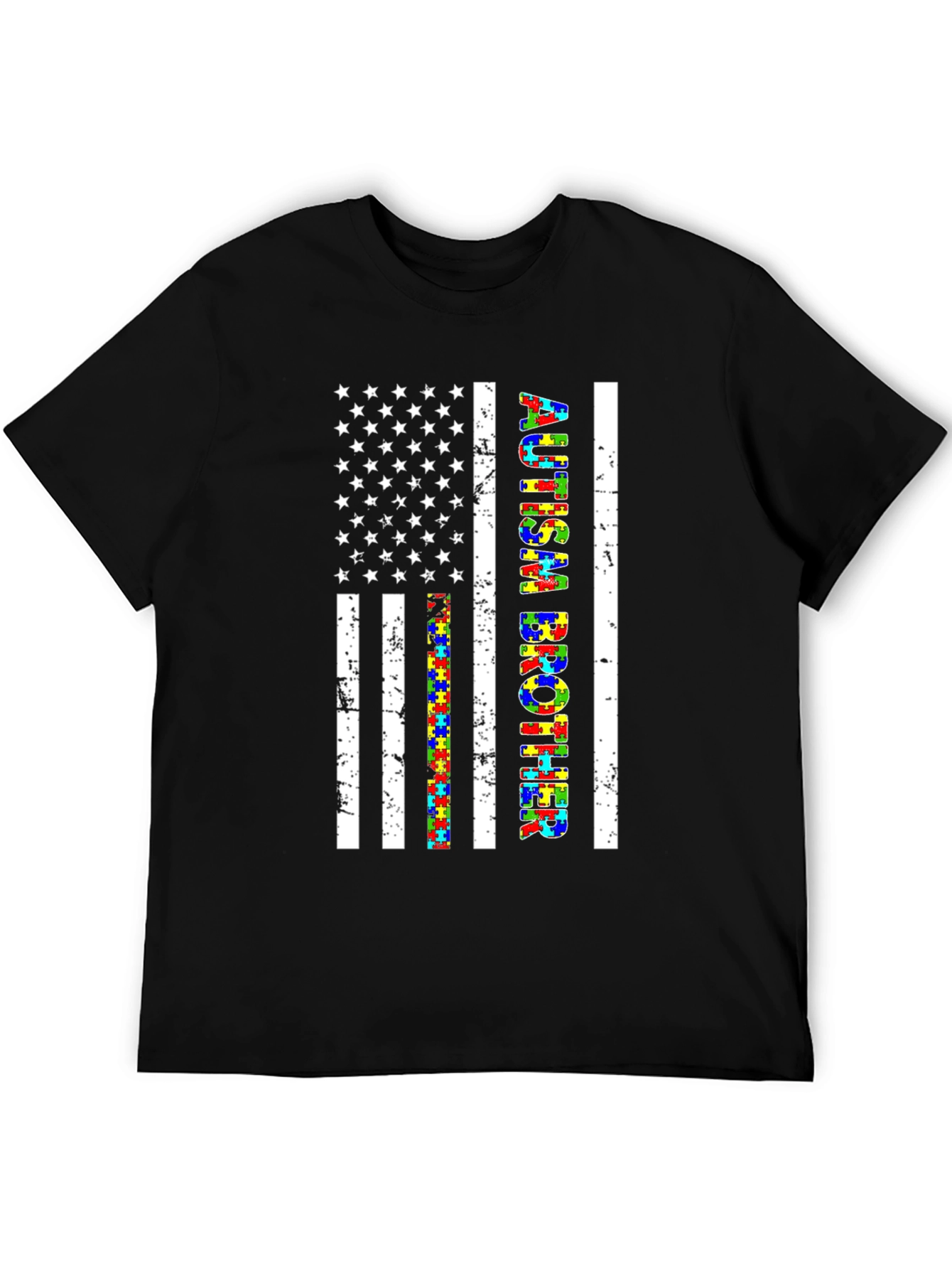Autism Brother American Flag Graphic T-Shirt