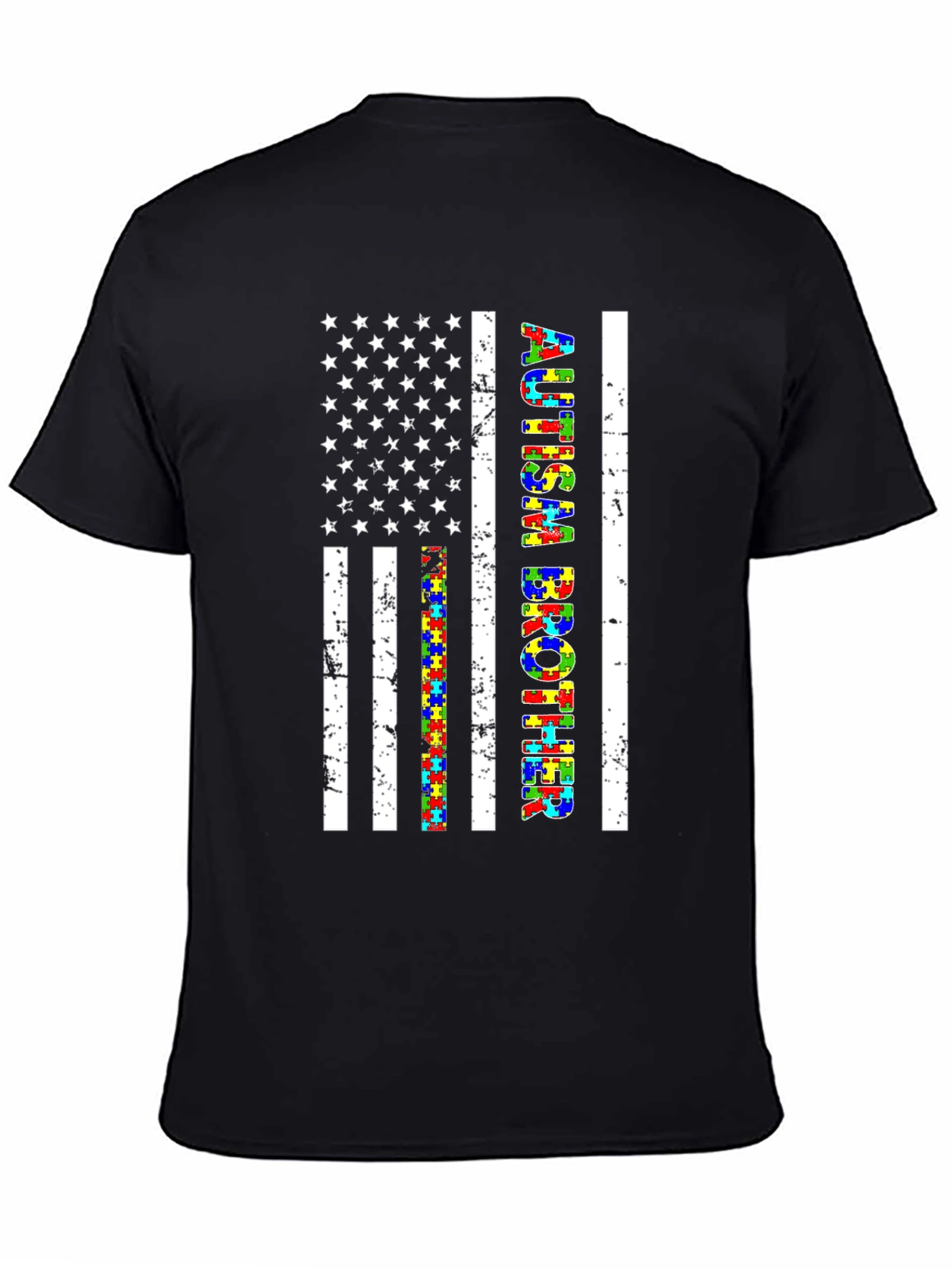 Autism Brother American Flag Graphic T-Shirt