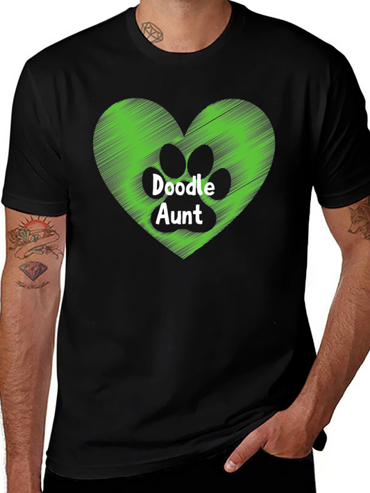 Doodle Aunt T-Shirt with Heart & Paw Print Design