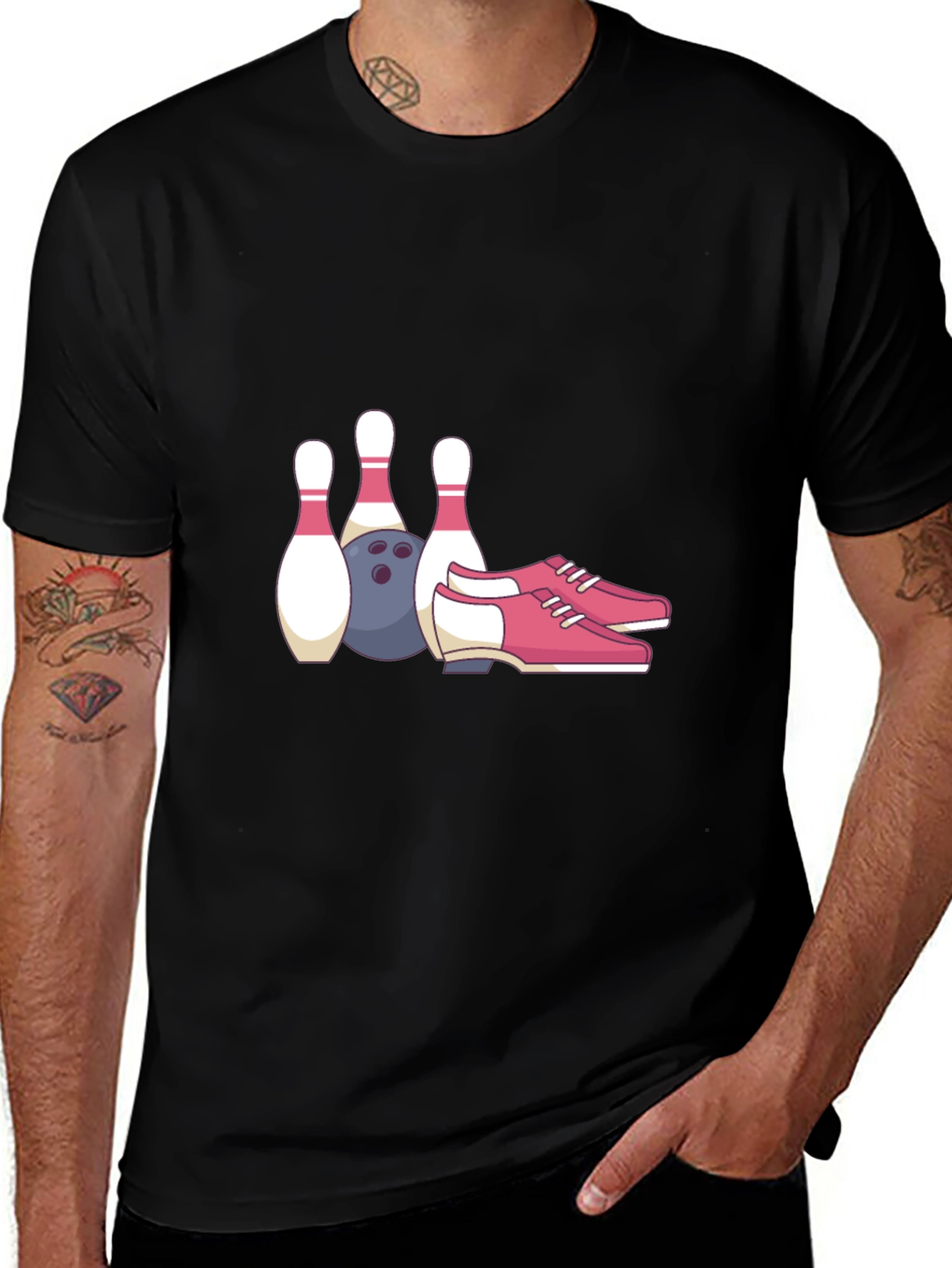 Bowling Pins Ball & Shoes Graphic Tee