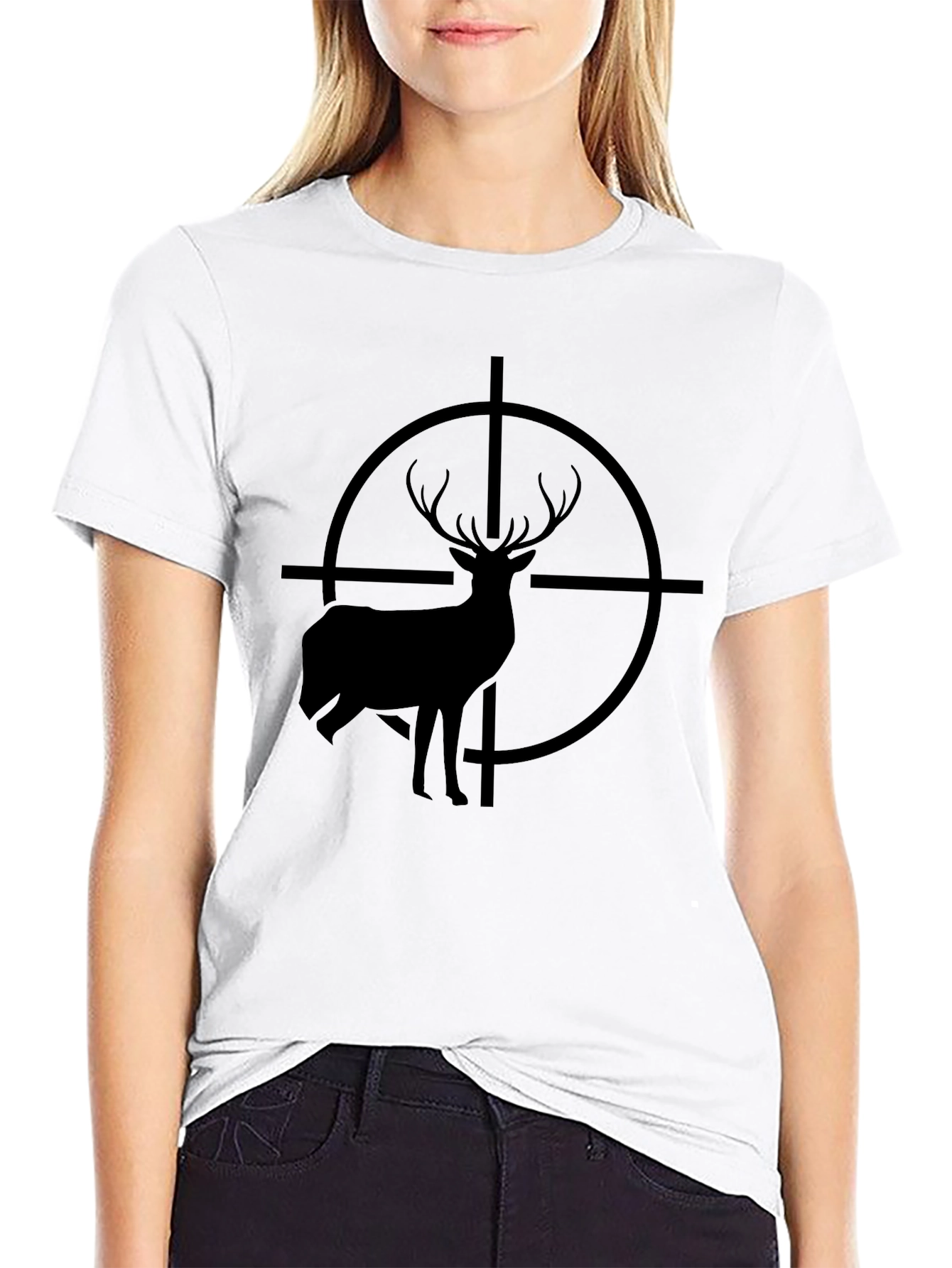 Deer Target Graphic Tee - Black Cotton T-Shirt