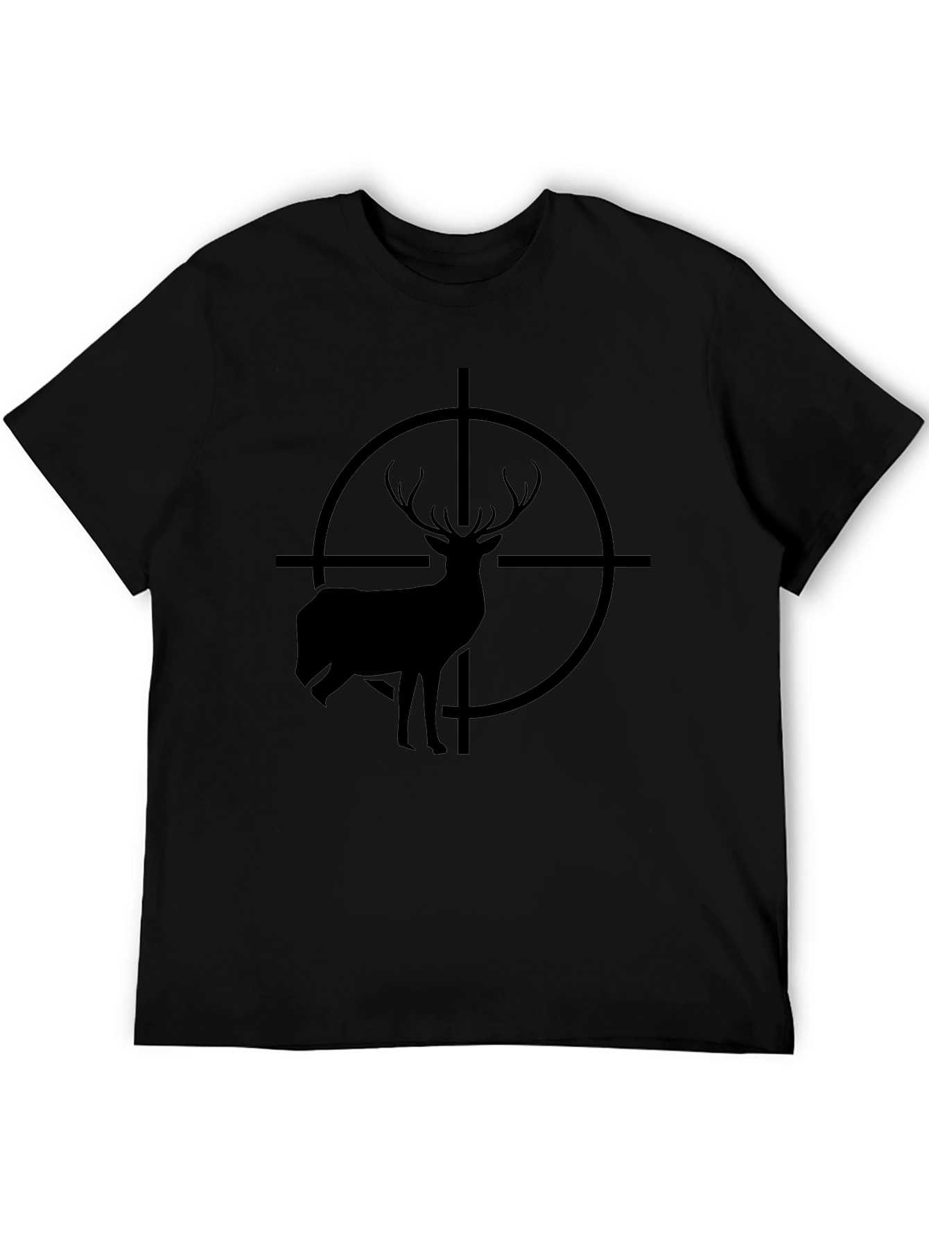 Deer Target Graphic Tee - Black Cotton T-Shirt