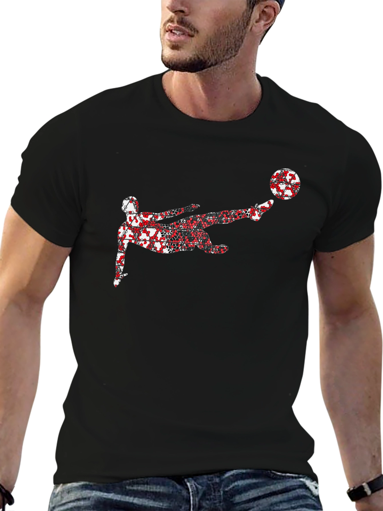 Soccer Kick Graphic Black T-Shirt