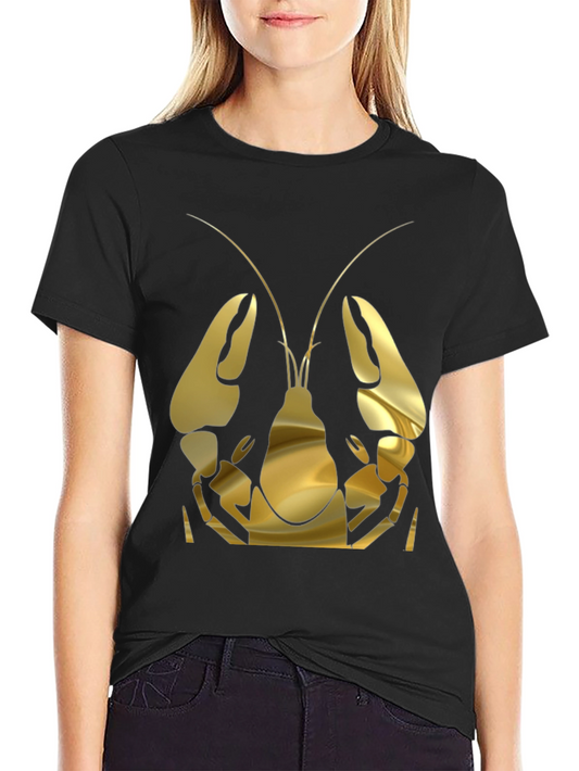 Gold Lobster Graphic Tee - Black Cotton